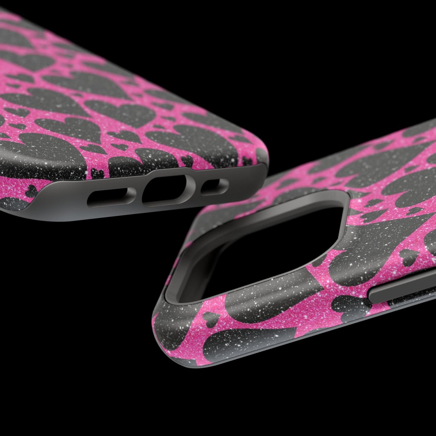 Pink Glitter Hearts MagSafe iPhone Case - BOGO Cases