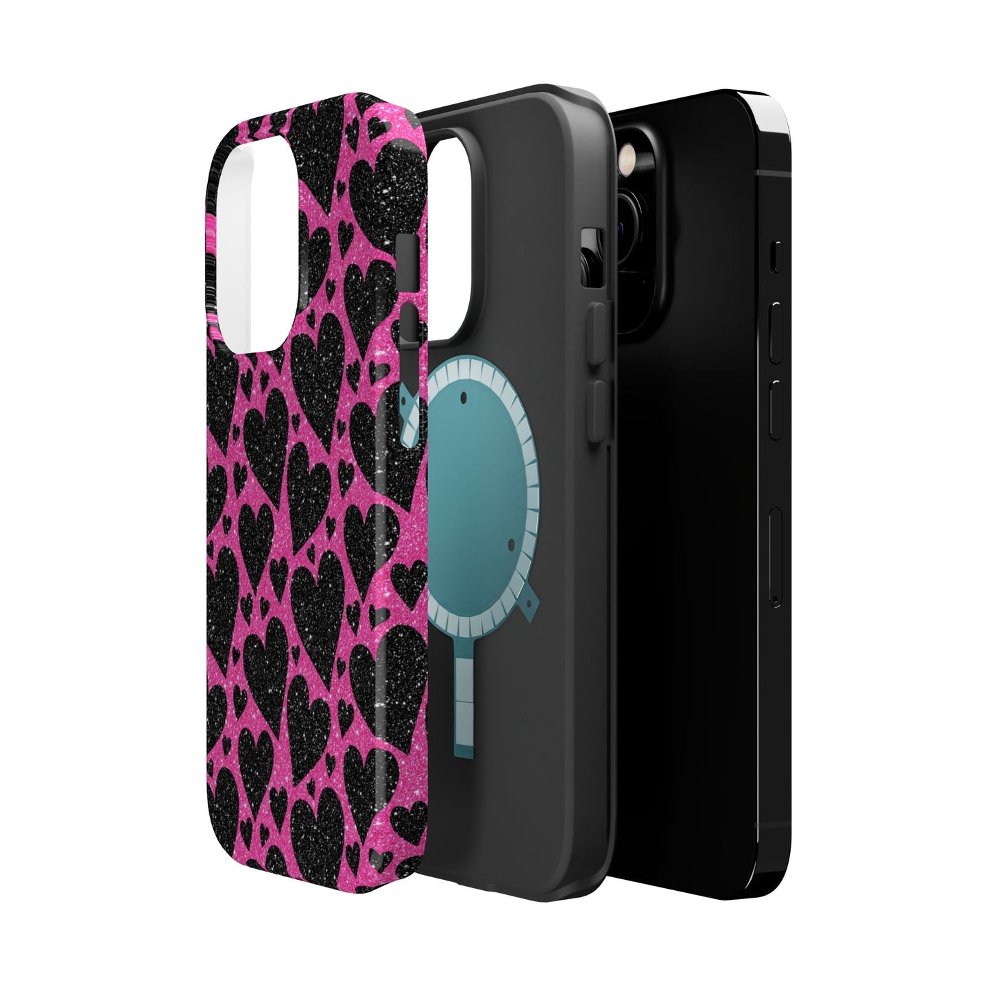 Pink Glitter Hearts MagSafe iPhone Case - BOGO Cases