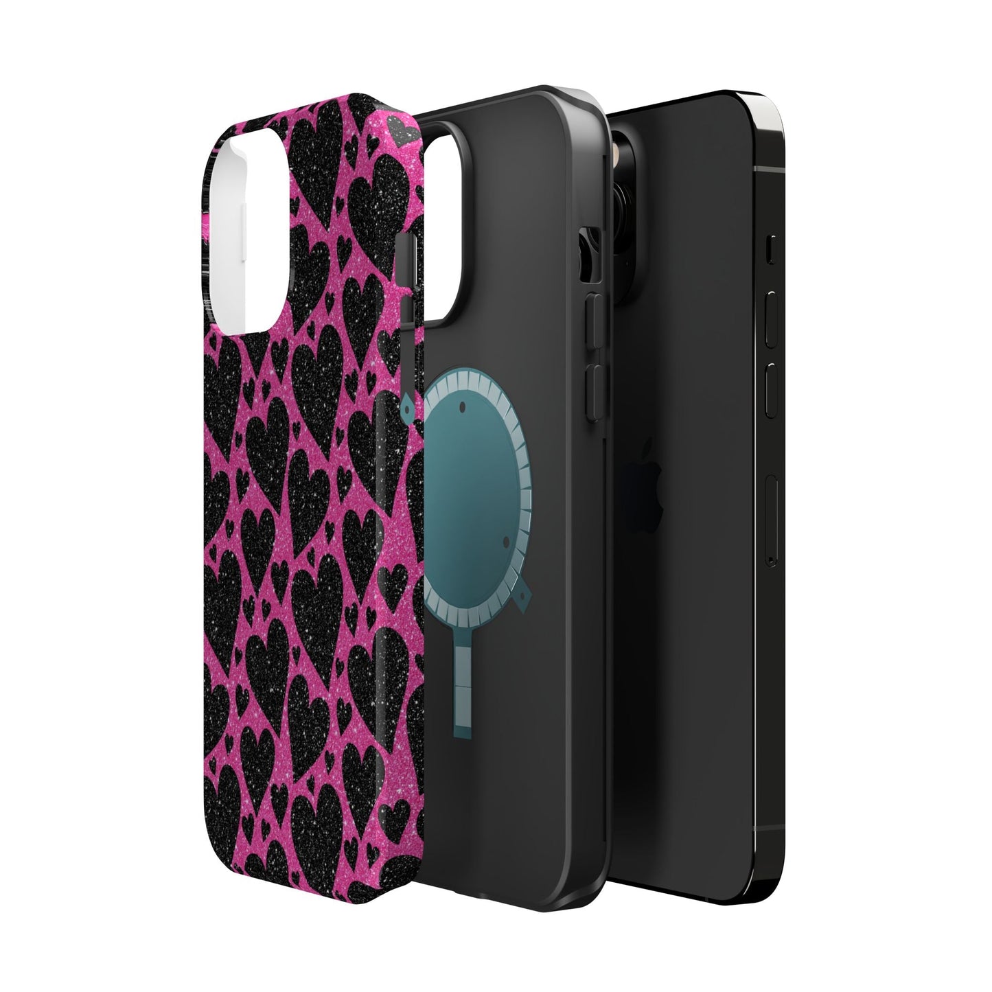 Pink Glitter Hearts MagSafe iPhone Case - BOGO Cases