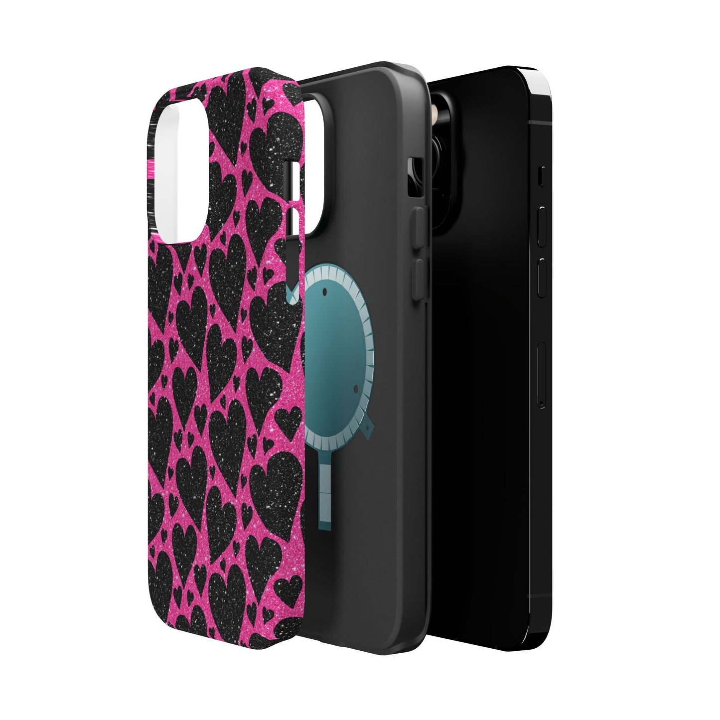Pink Glitter Hearts MagSafe iPhone Case - BOGO Cases