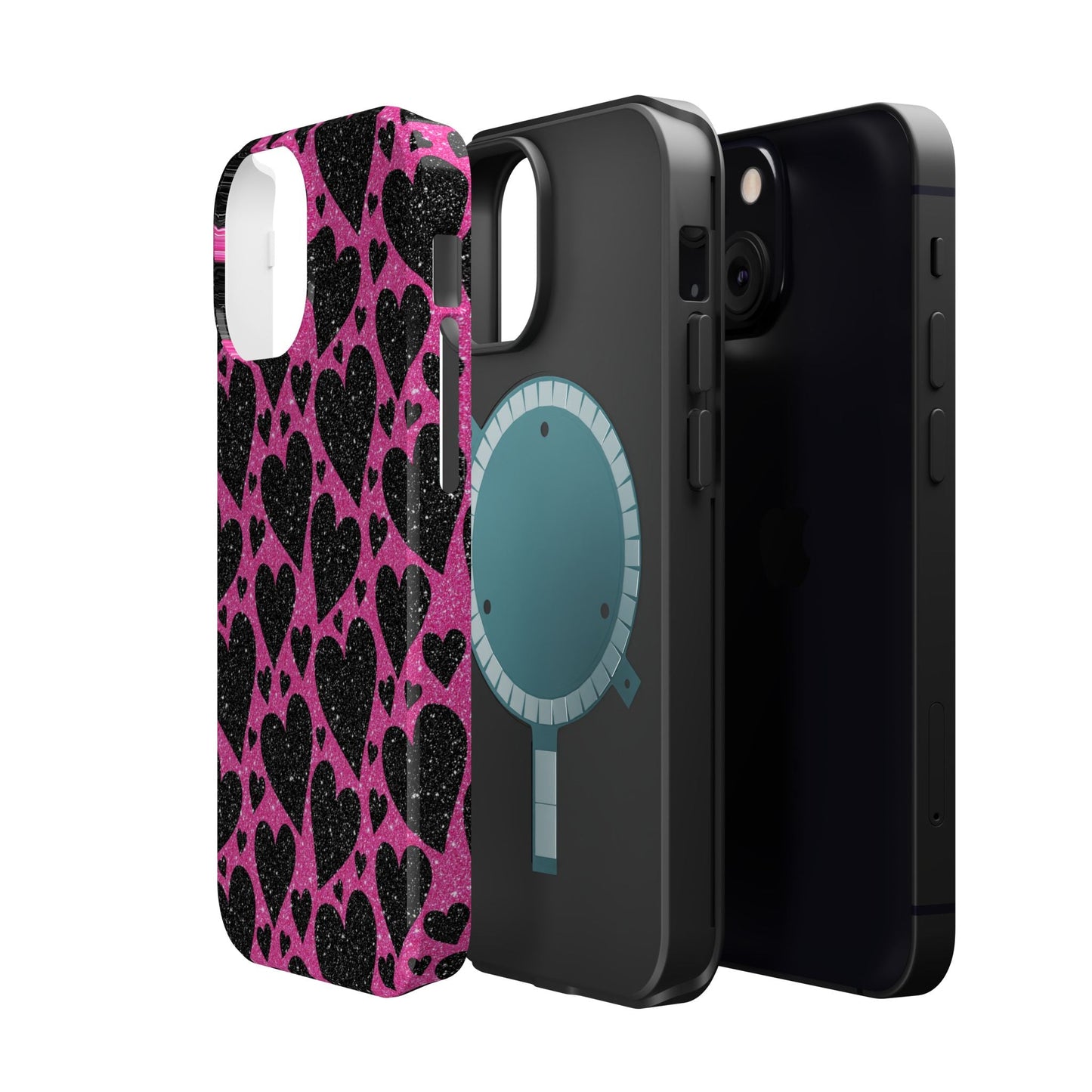 Pink Glitter Hearts MagSafe iPhone Case - BOGO Cases