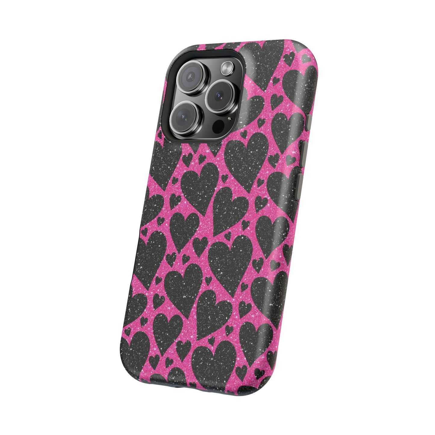 Pink Glitter Hearts MagSafe iPhone Case - BOGO Cases