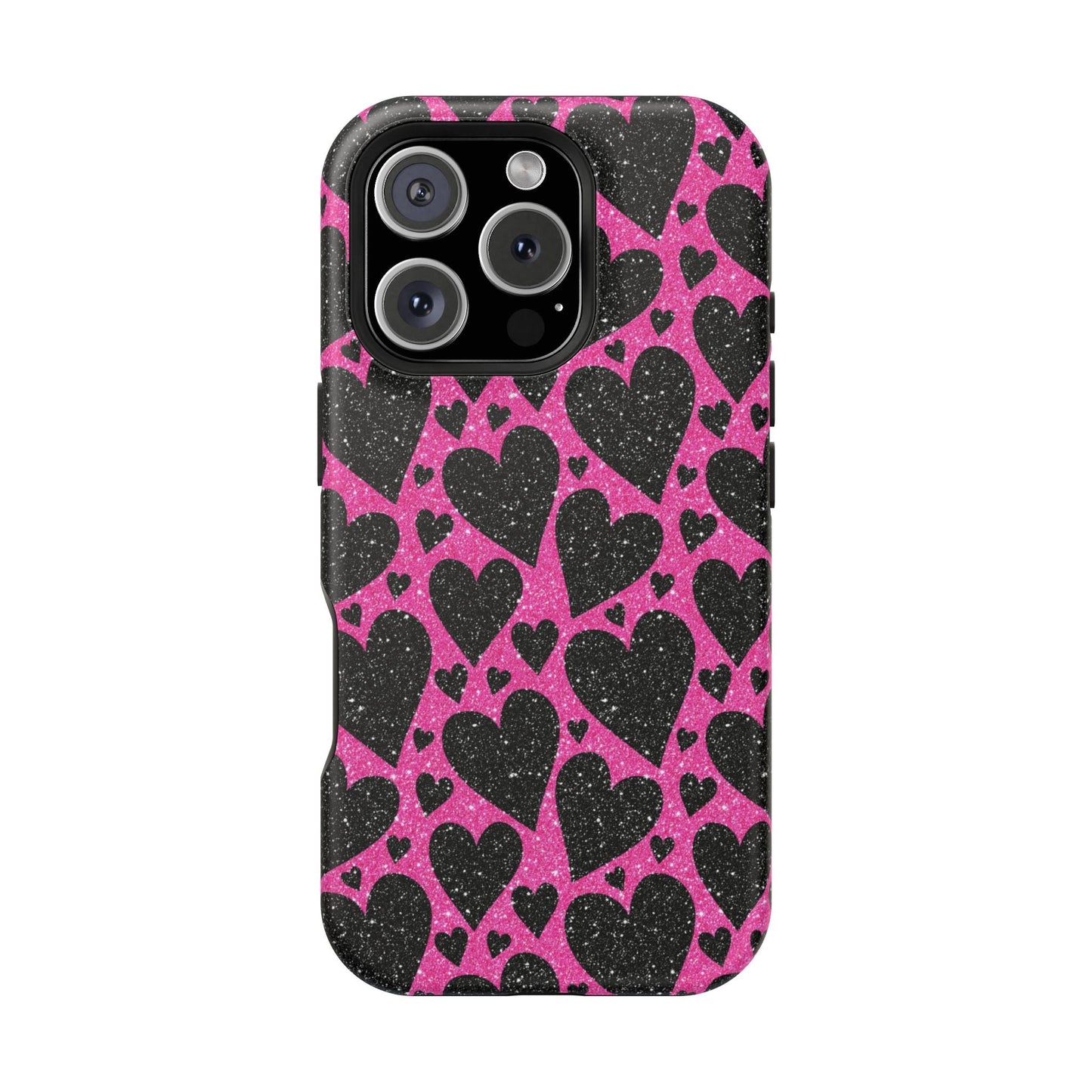 Pink Glitter Hearts MagSafe iPhone Case - BOGO Cases