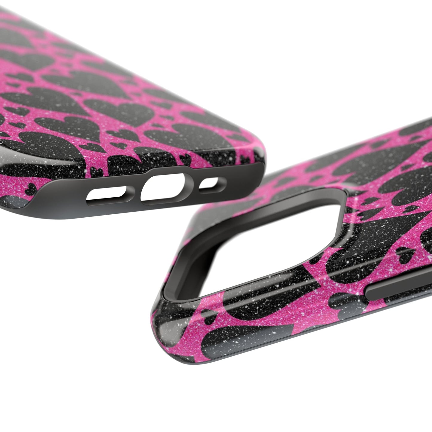 Pink Glitter Hearts MagSafe iPhone Case - BOGO Cases