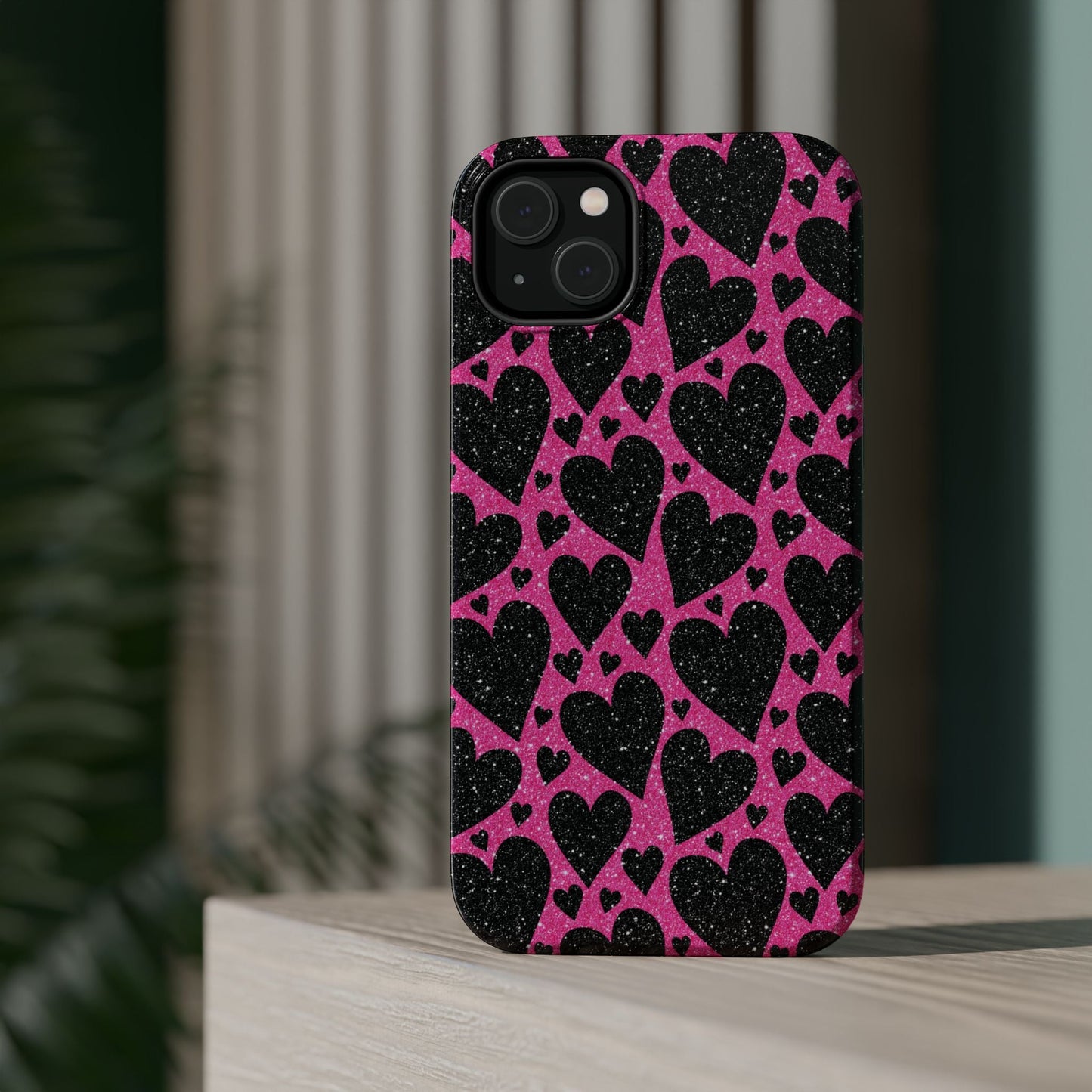 Pink Glitter Hearts MagSafe iPhone Case - BOGO Cases