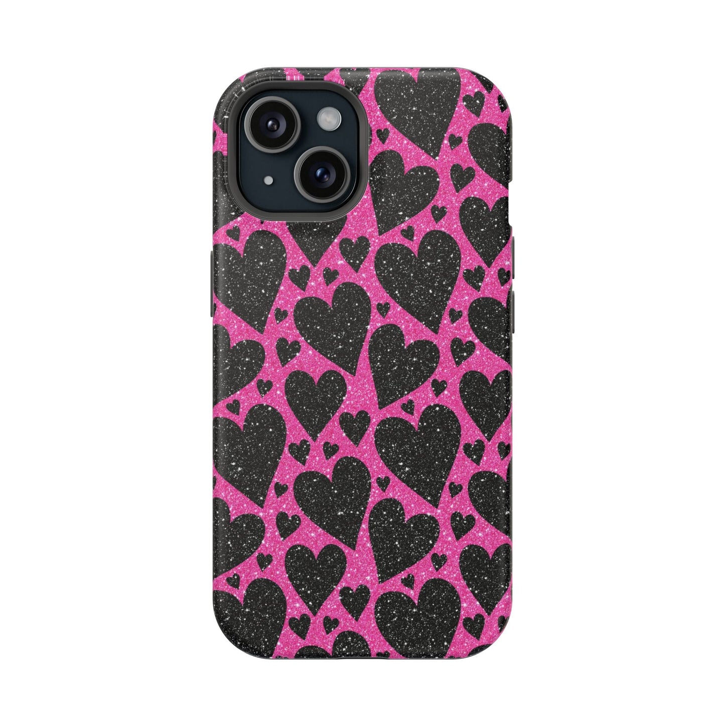 Pink Glitter Hearts MagSafe iPhone Case - BOGO Cases