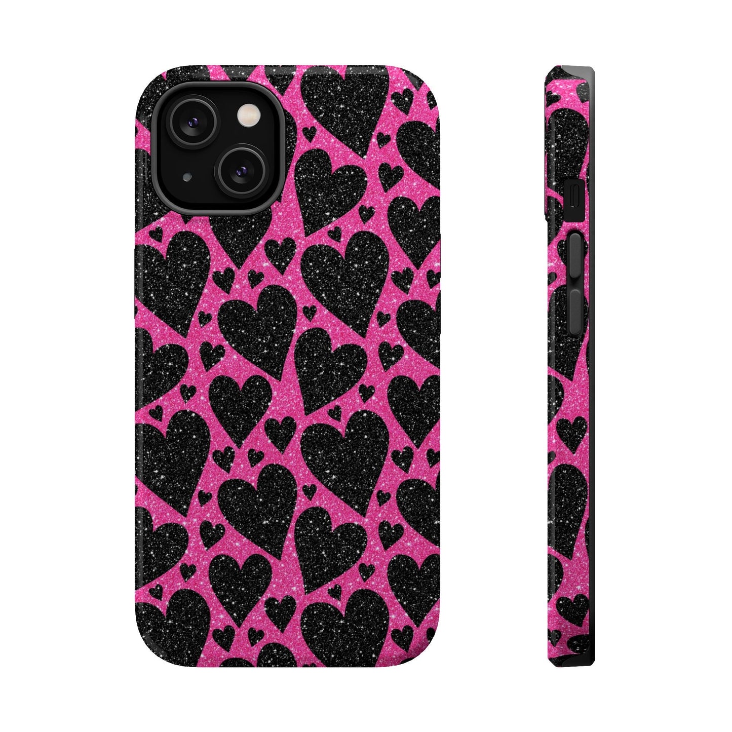 Pink Glitter Hearts MagSafe iPhone Case - BOGO Cases