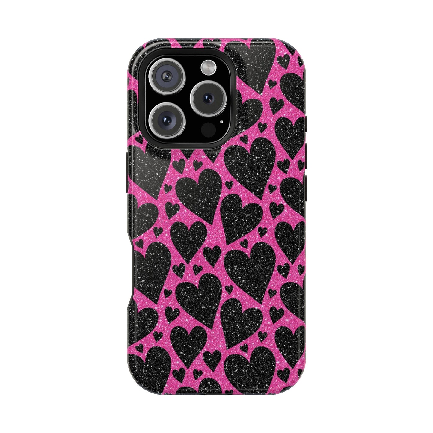 Pink Glitter Hearts MagSafe iPhone Case - BOGO Cases