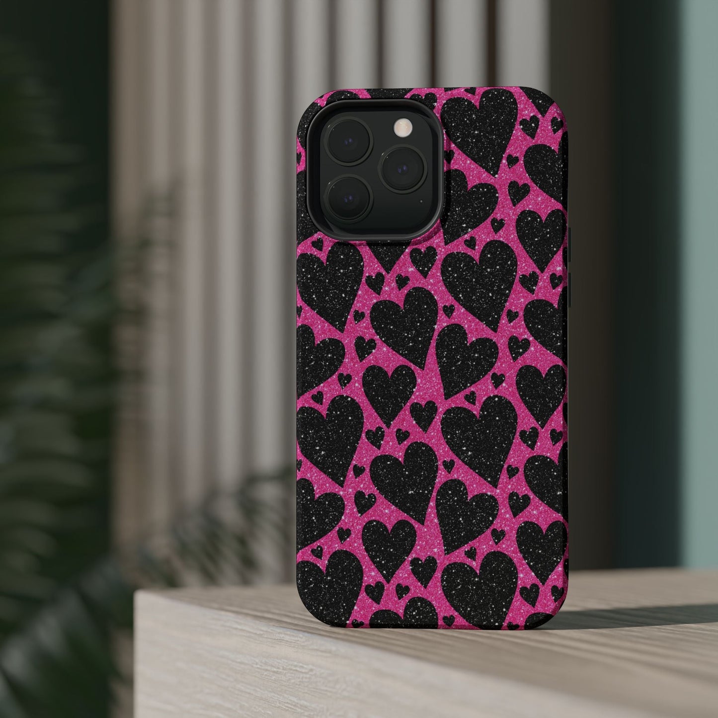 Pink Glitter Hearts MagSafe iPhone Case - BOGO Cases