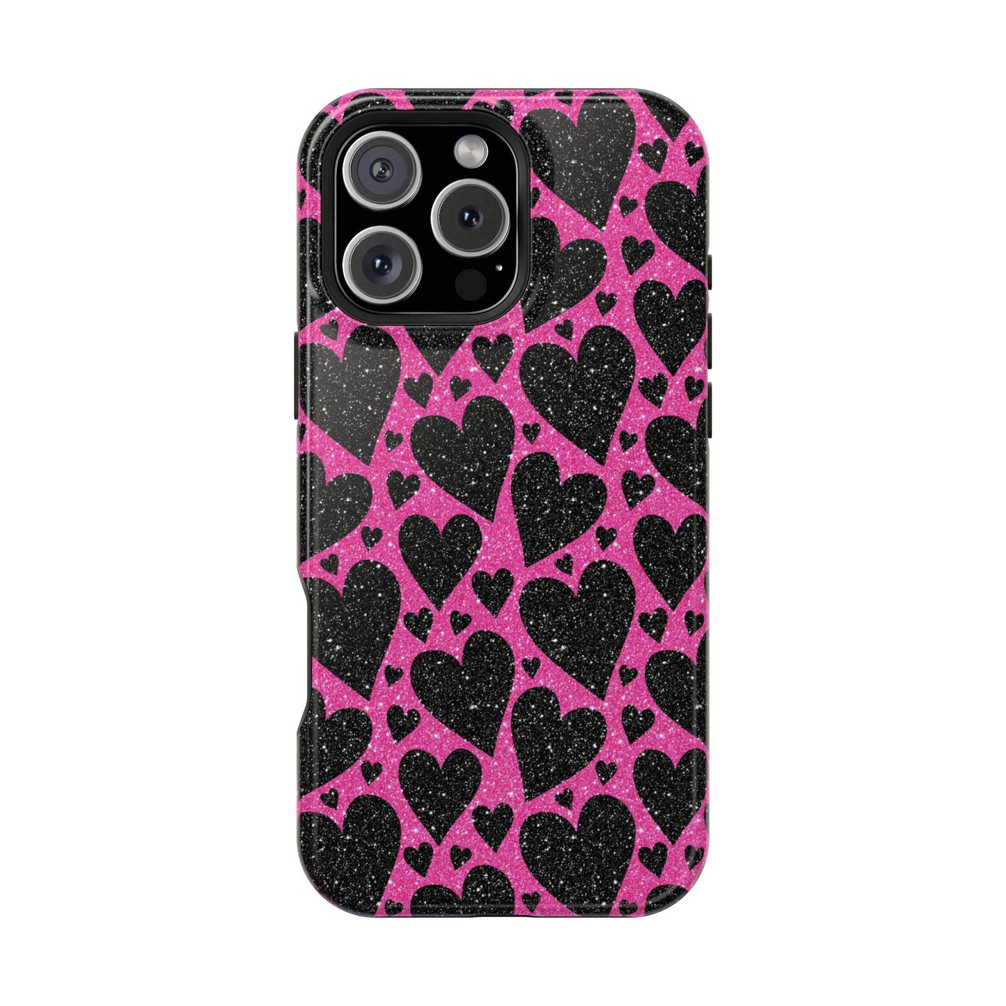 Pink Glitter Hearts MagSafe iPhone Case - BOGO Cases