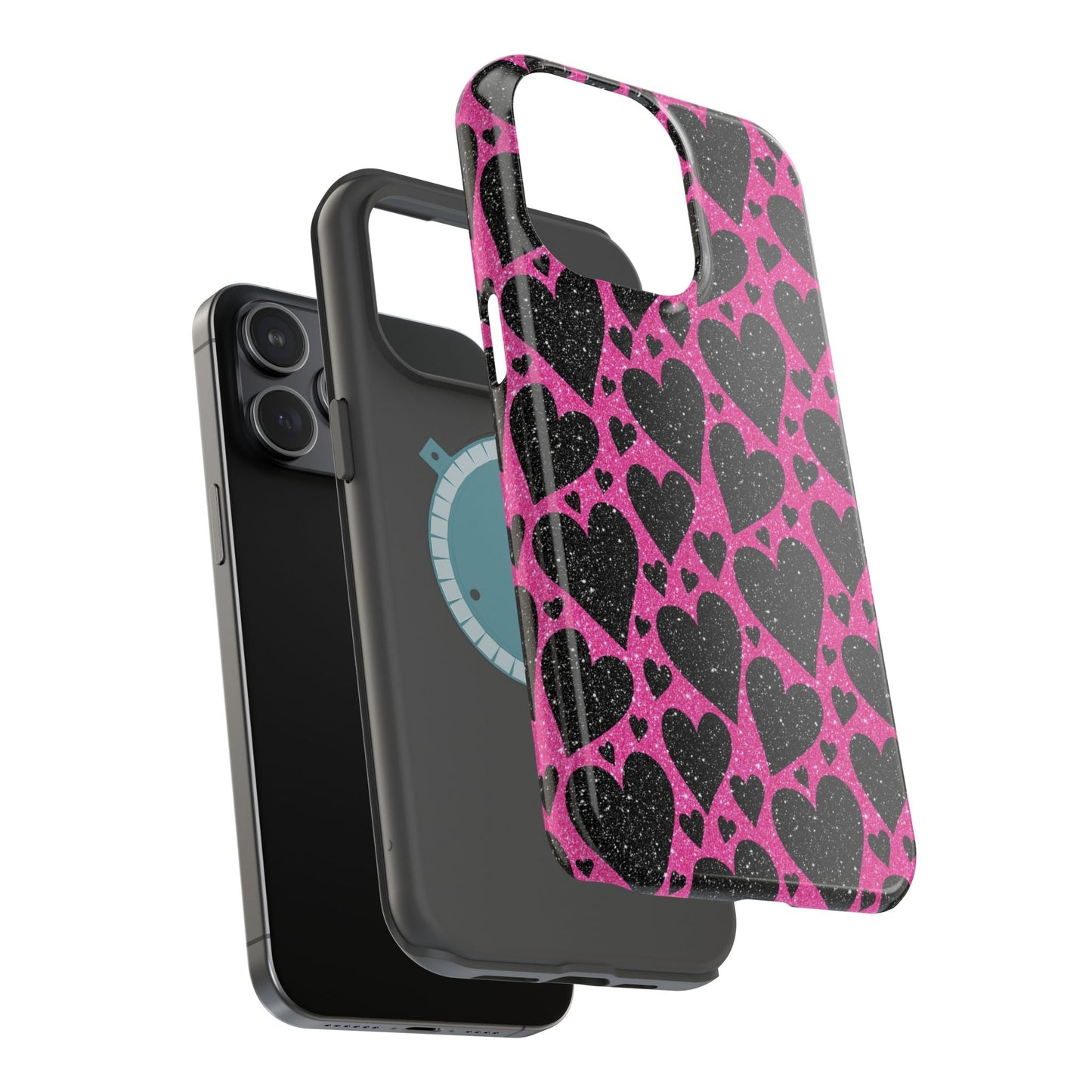 Pink Glitter Hearts MagSafe iPhone Case - BOGO Cases