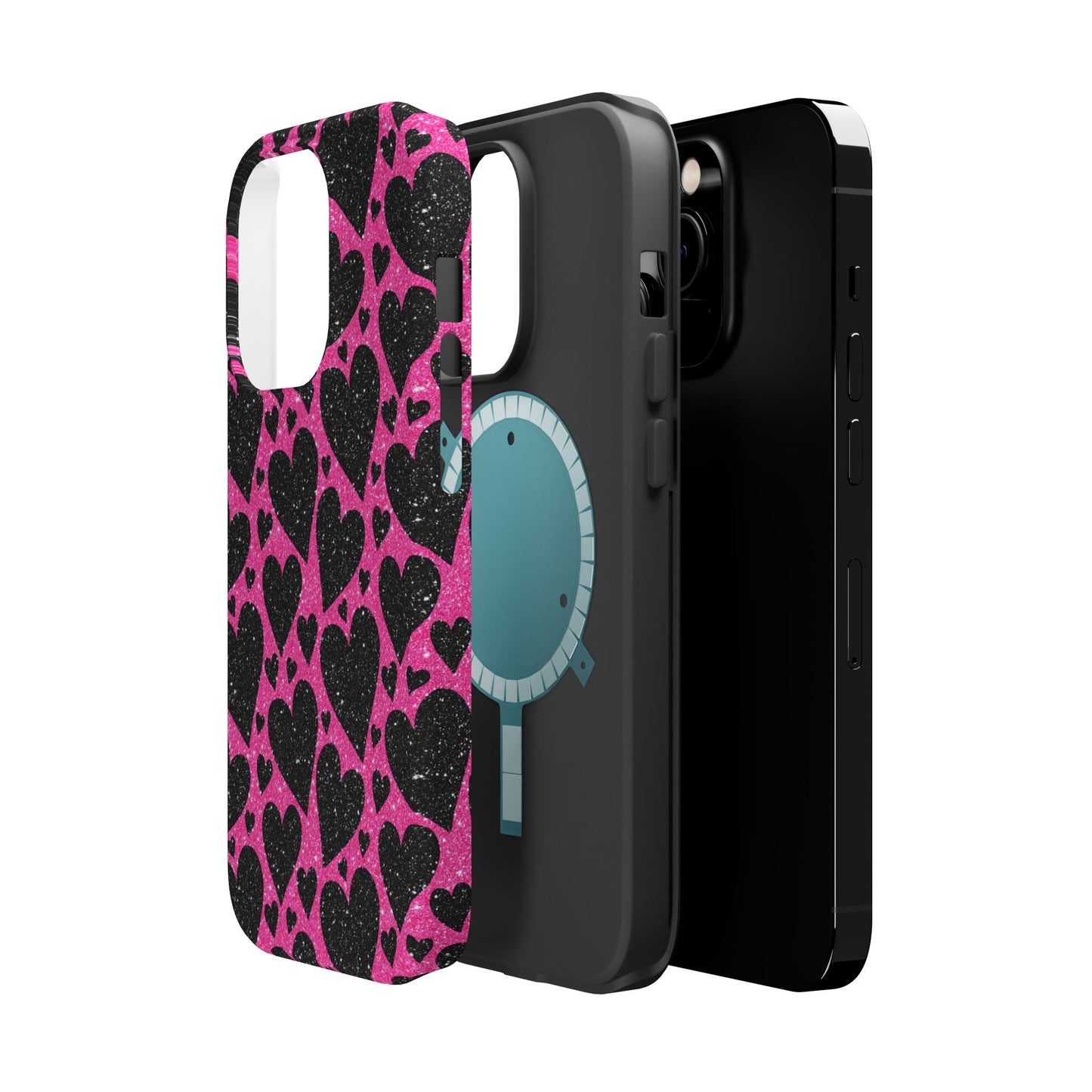 Pink Glitter Hearts MagSafe iPhone Case - BOGO Cases