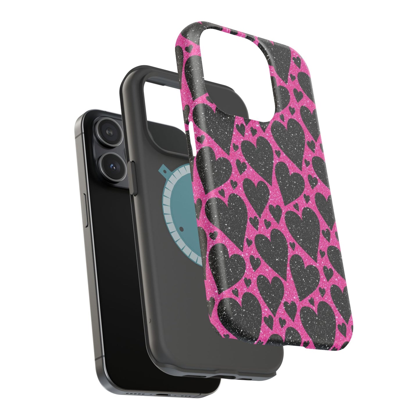 Pink Glitter Hearts MagSafe iPhone Case - BOGO Cases