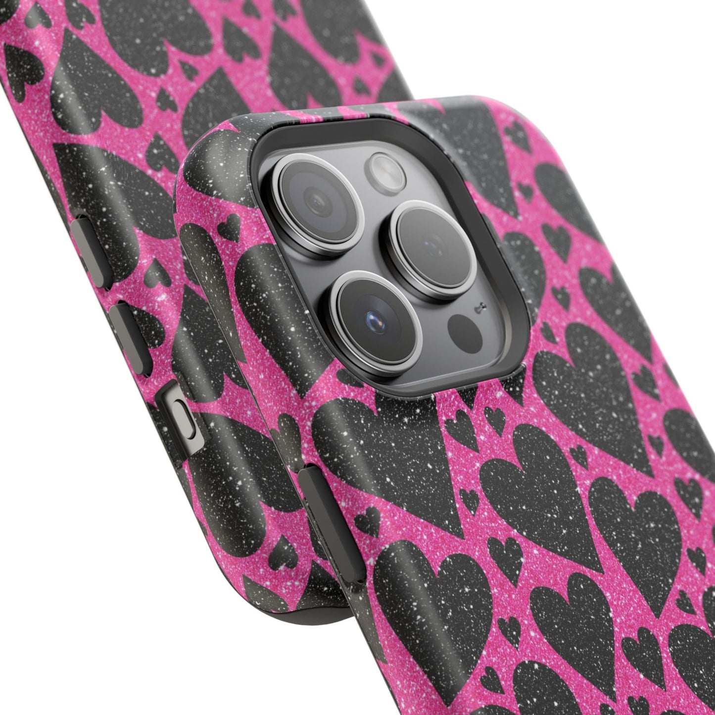 Pink Glitter Hearts MagSafe iPhone Case - BOGO Cases