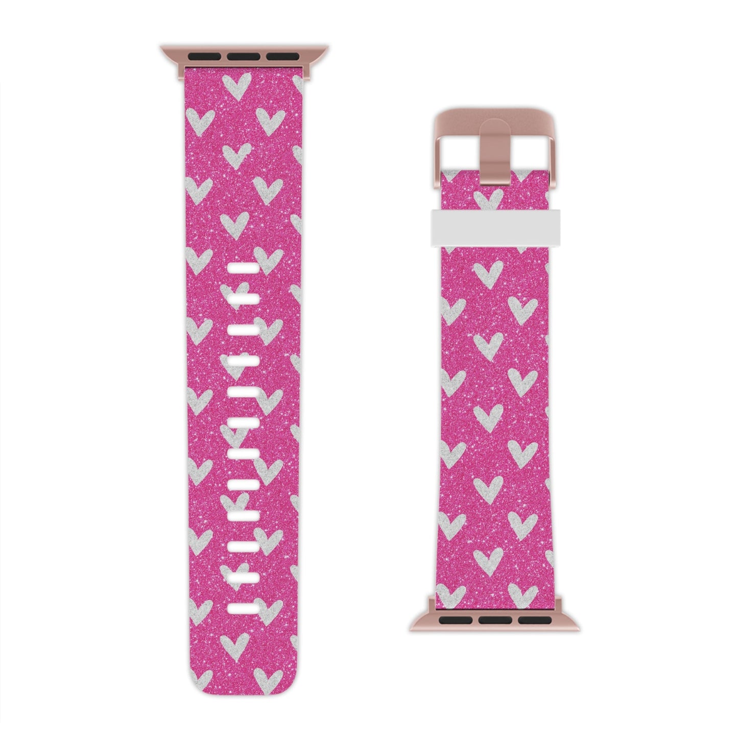 Pink Glitter Hearts Pattern Apple Watch Band - BOGO Cases