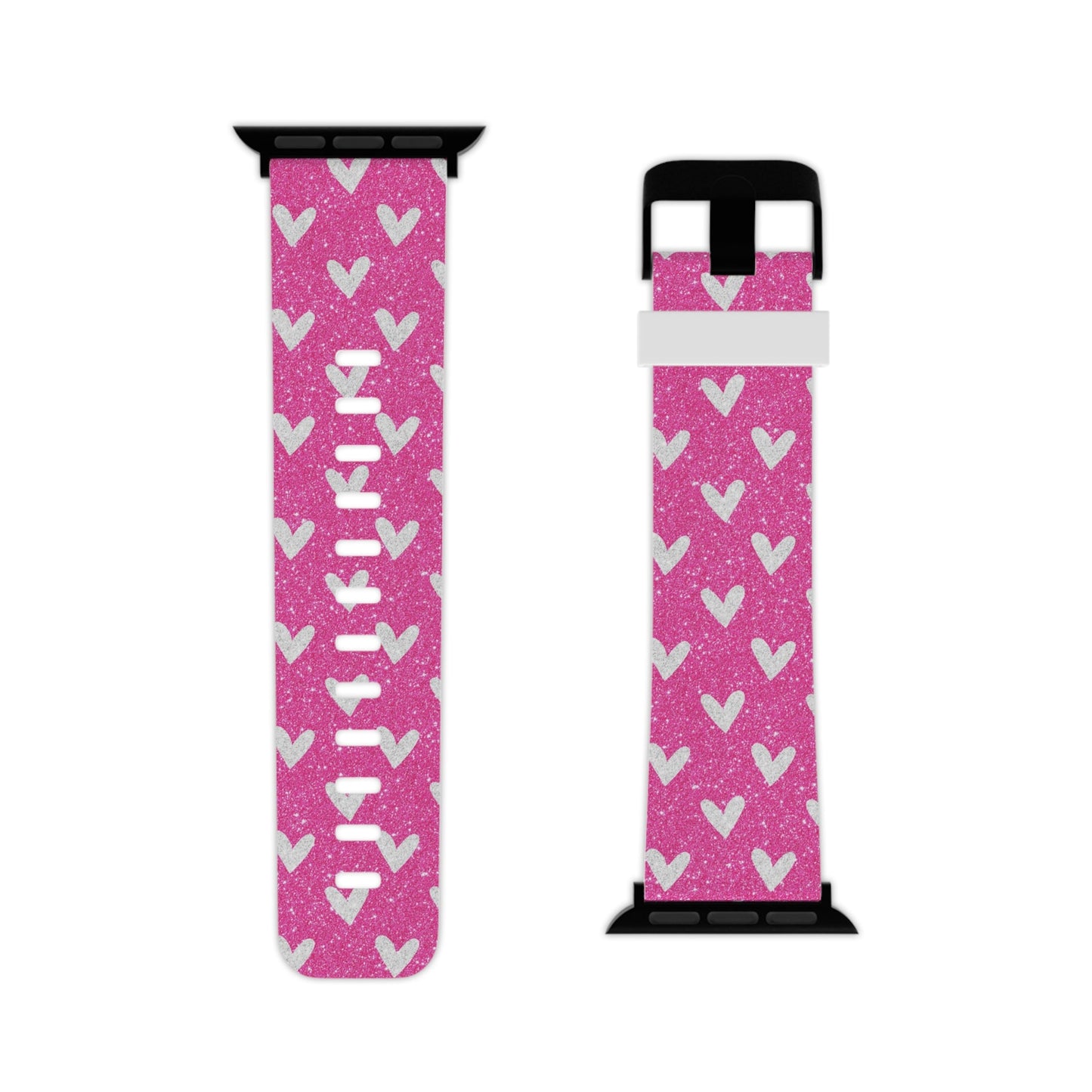Pink Glitter Hearts Pattern Apple Watch Band - BOGO Cases
