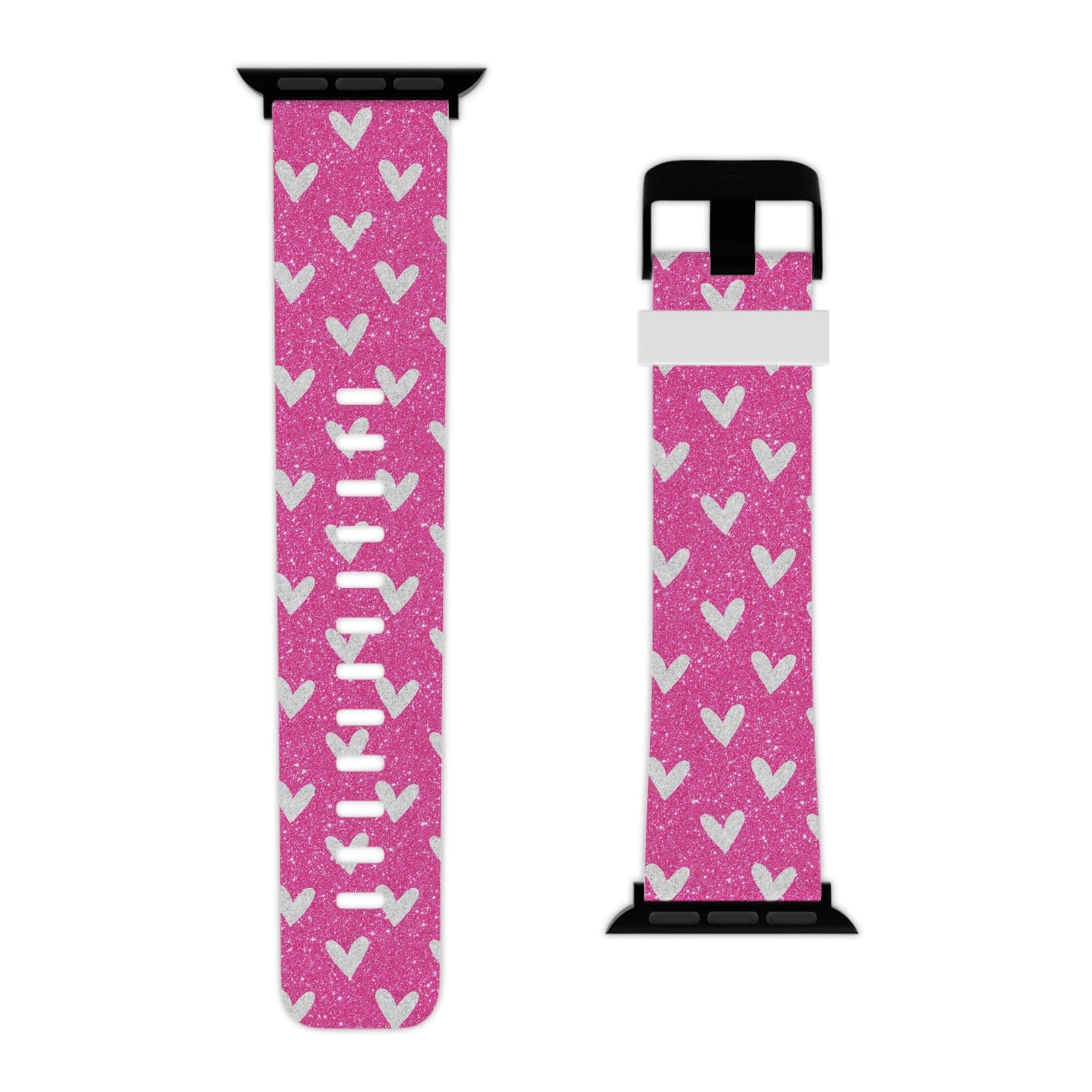 Pink Glitter Hearts Pattern Apple Watch Band - BOGO Cases