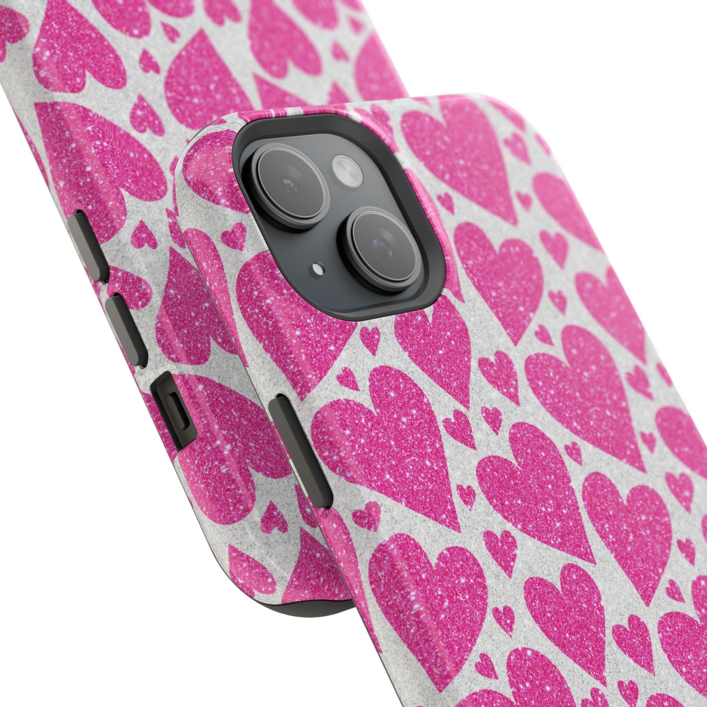 Pink Glitter Hearts Pattern MagSafe Case - BOGO Cases