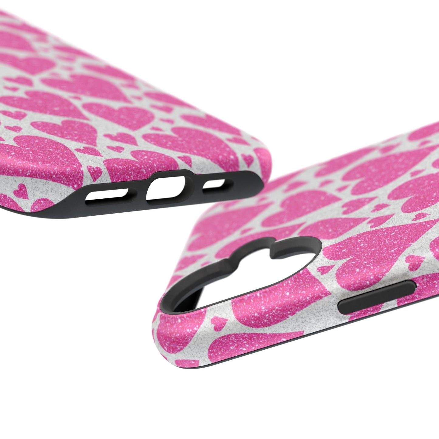 Pink Glitter Hearts Pattern MagSafe Case - BOGO Cases