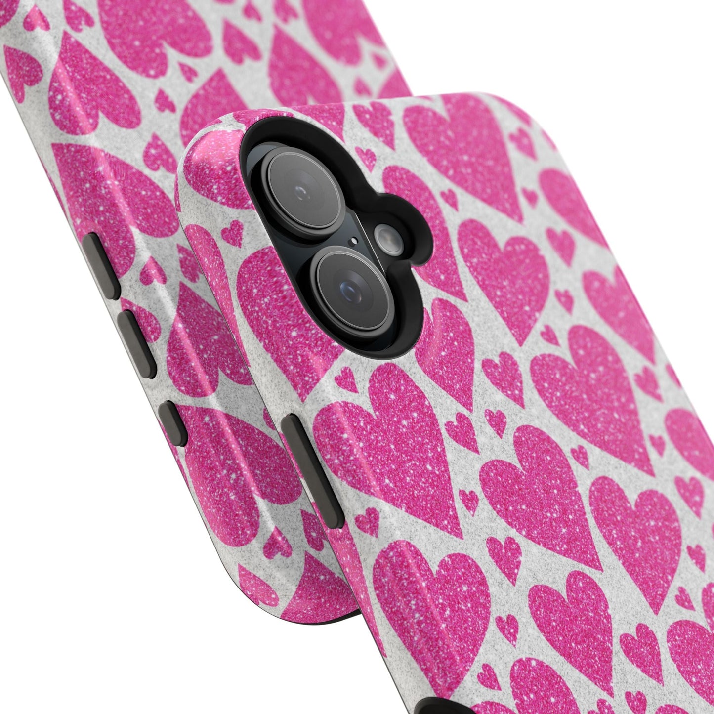 Pink Glitter Hearts Pattern MagSafe Case - BOGO Cases