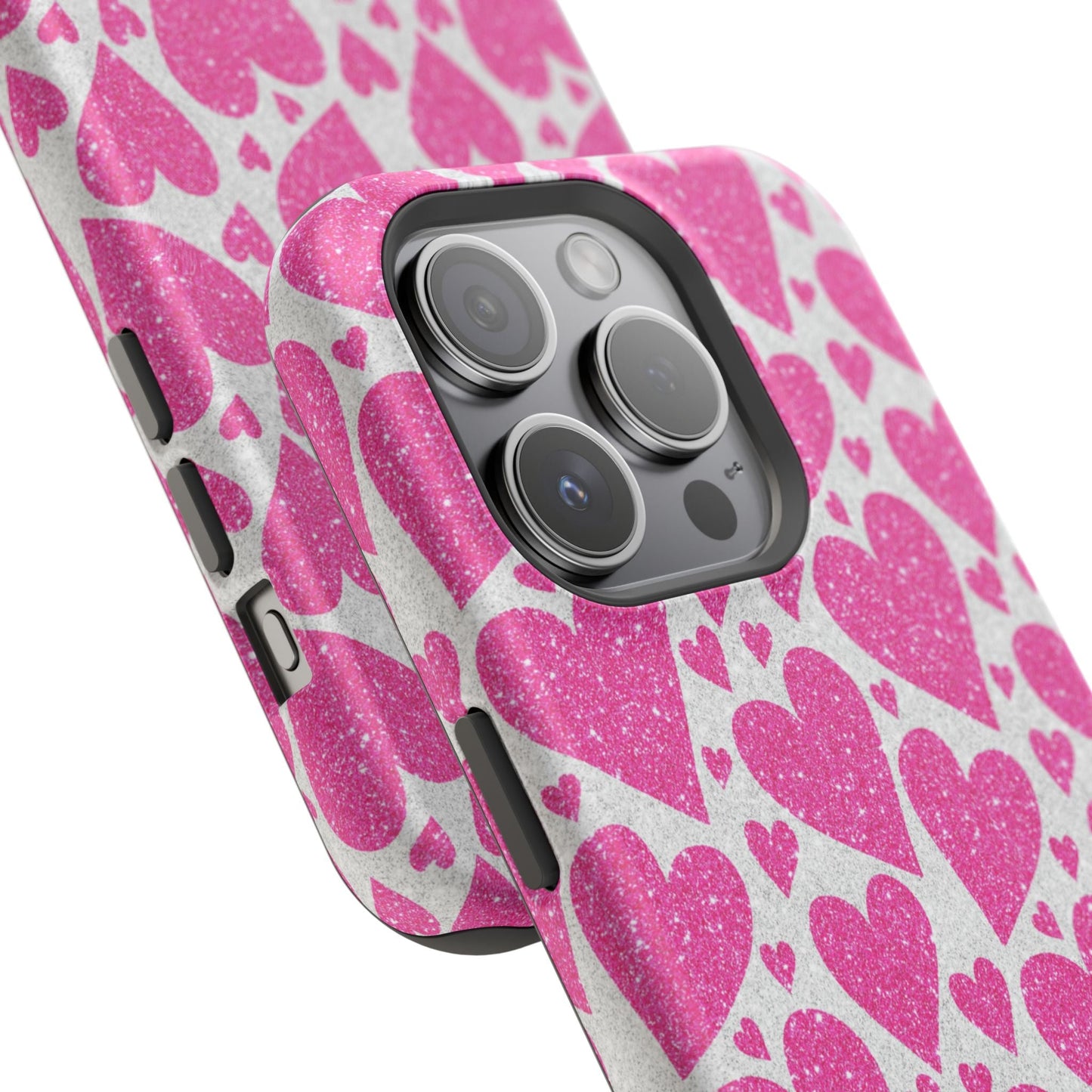 Pink Glitter Hearts Pattern MagSafe Case - BOGO Cases