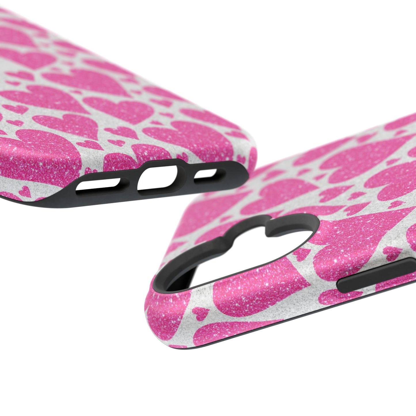 Pink Glitter Hearts Pattern MagSafe Case - BOGO Cases