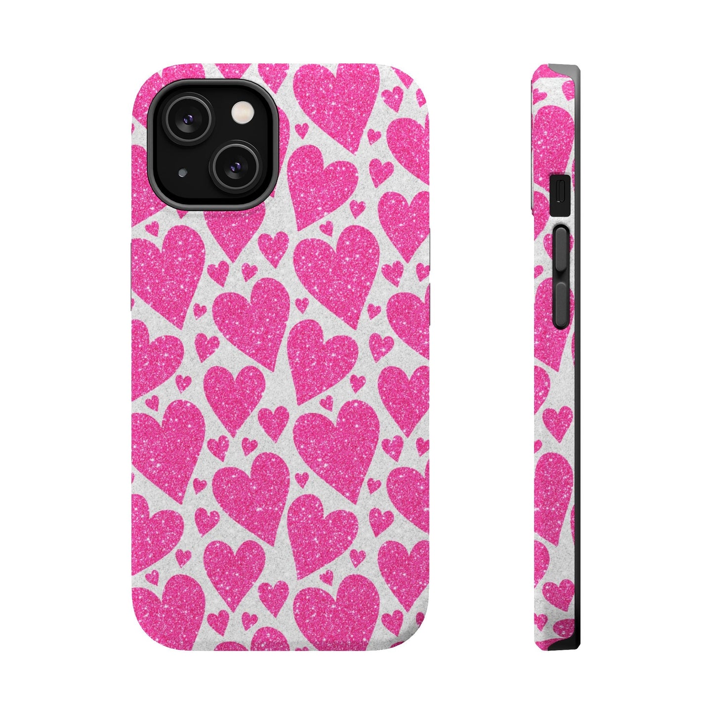 Pink Glitter Hearts Pattern MagSafe Case - BOGO Cases