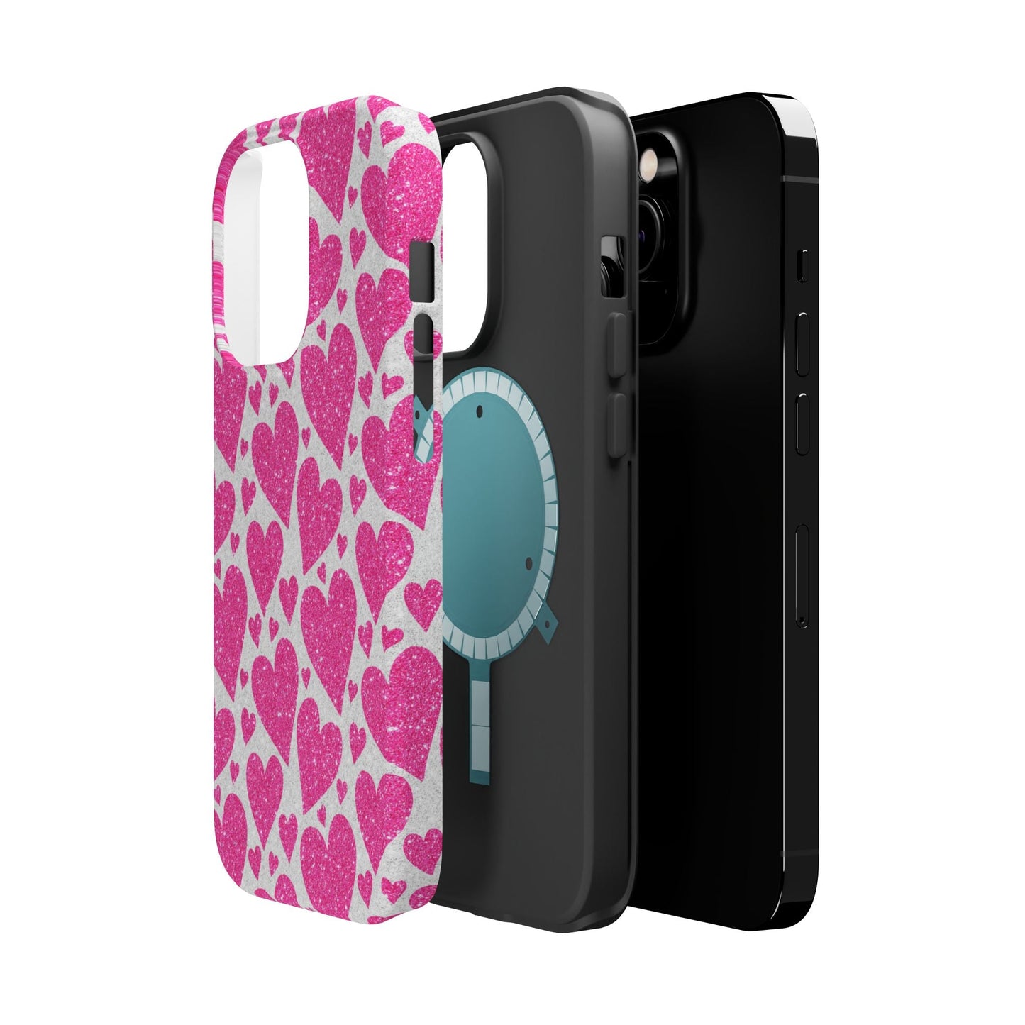 Pink Glitter Hearts Pattern MagSafe Case - BOGO Cases