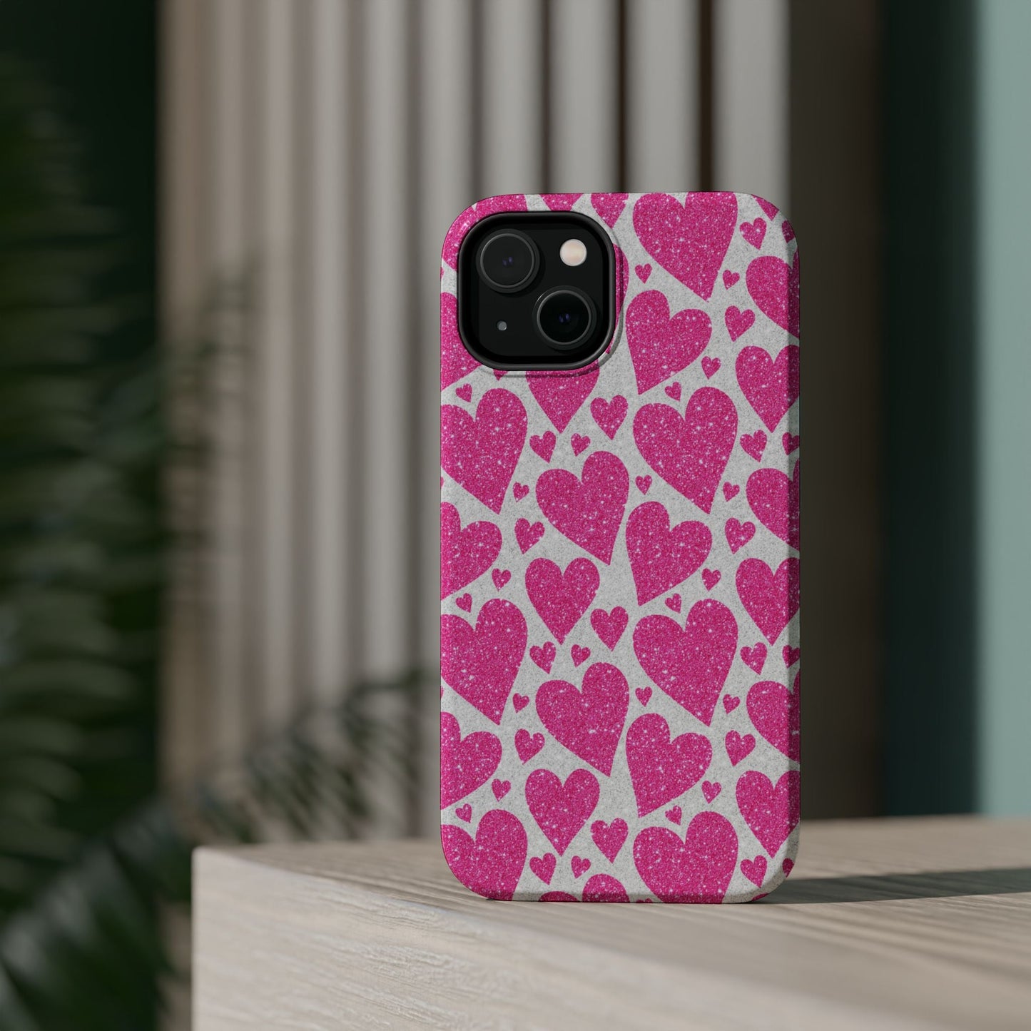 Pink Glitter Hearts Pattern MagSafe Case - BOGO Cases