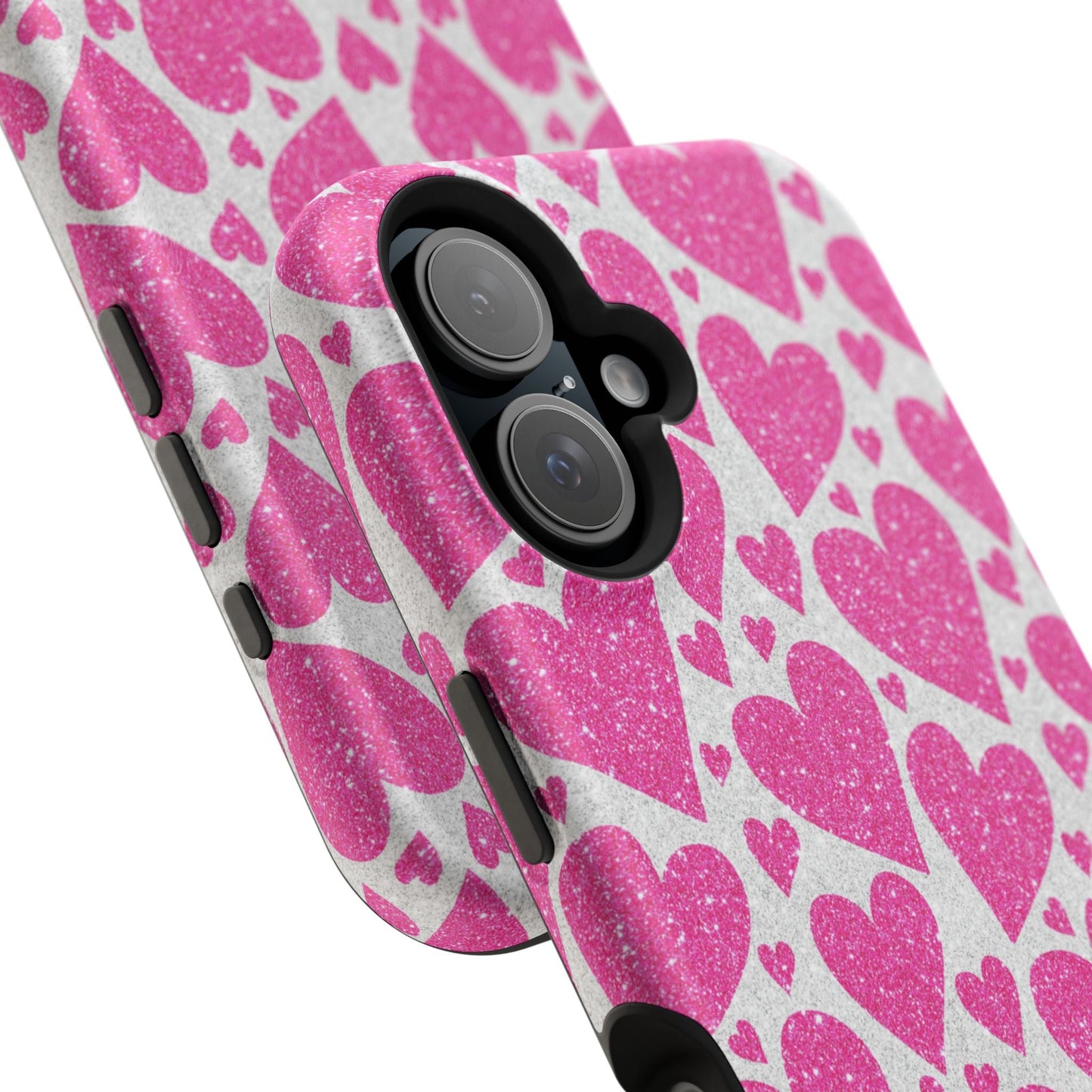 Pink Glitter Hearts Pattern MagSafe Case - BOGO Cases