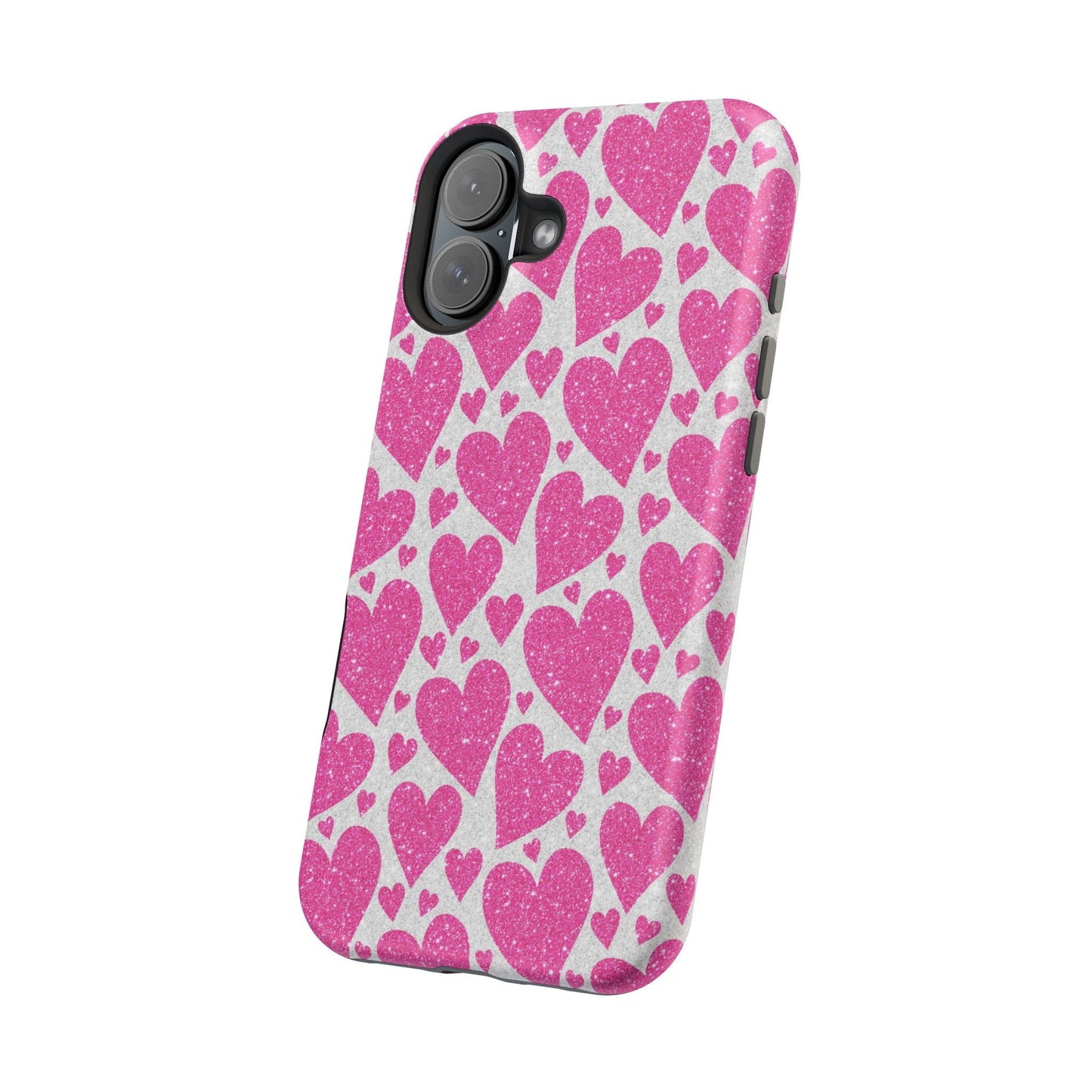 Pink Glitter Hearts Pattern MagSafe Case - BOGO Cases