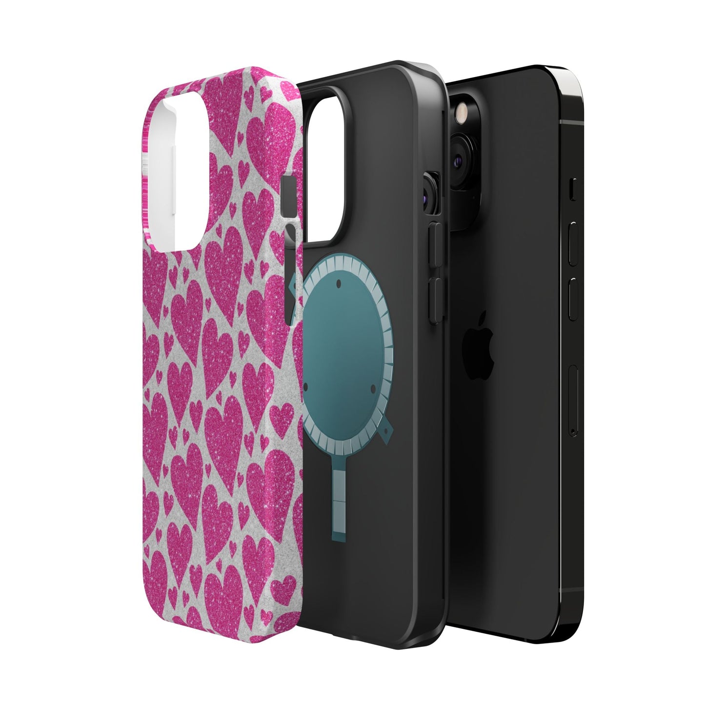 Pink Glitter Hearts Pattern MagSafe Case - BOGO Cases