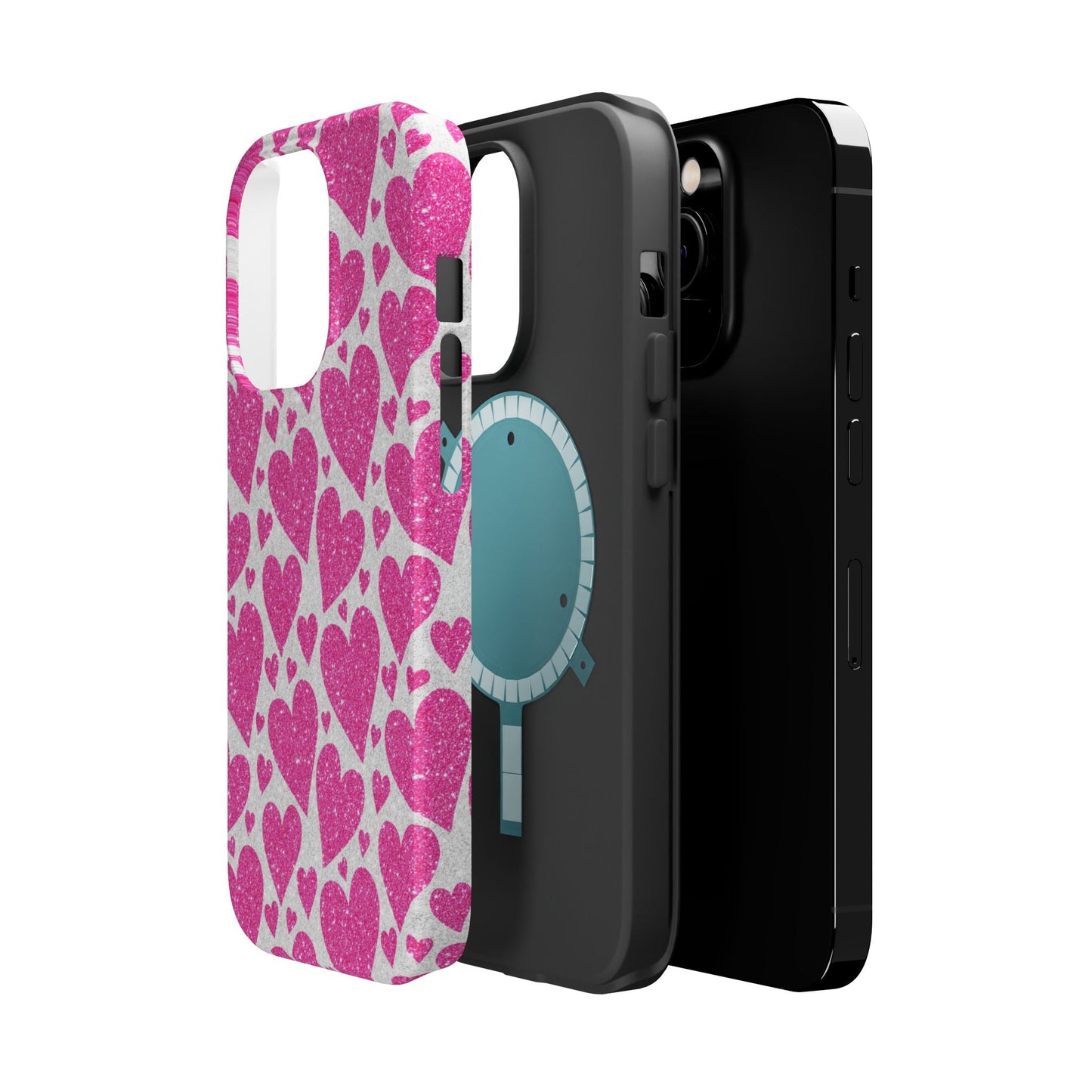 Pink Glitter Hearts Pattern MagSafe Case - BOGO Cases