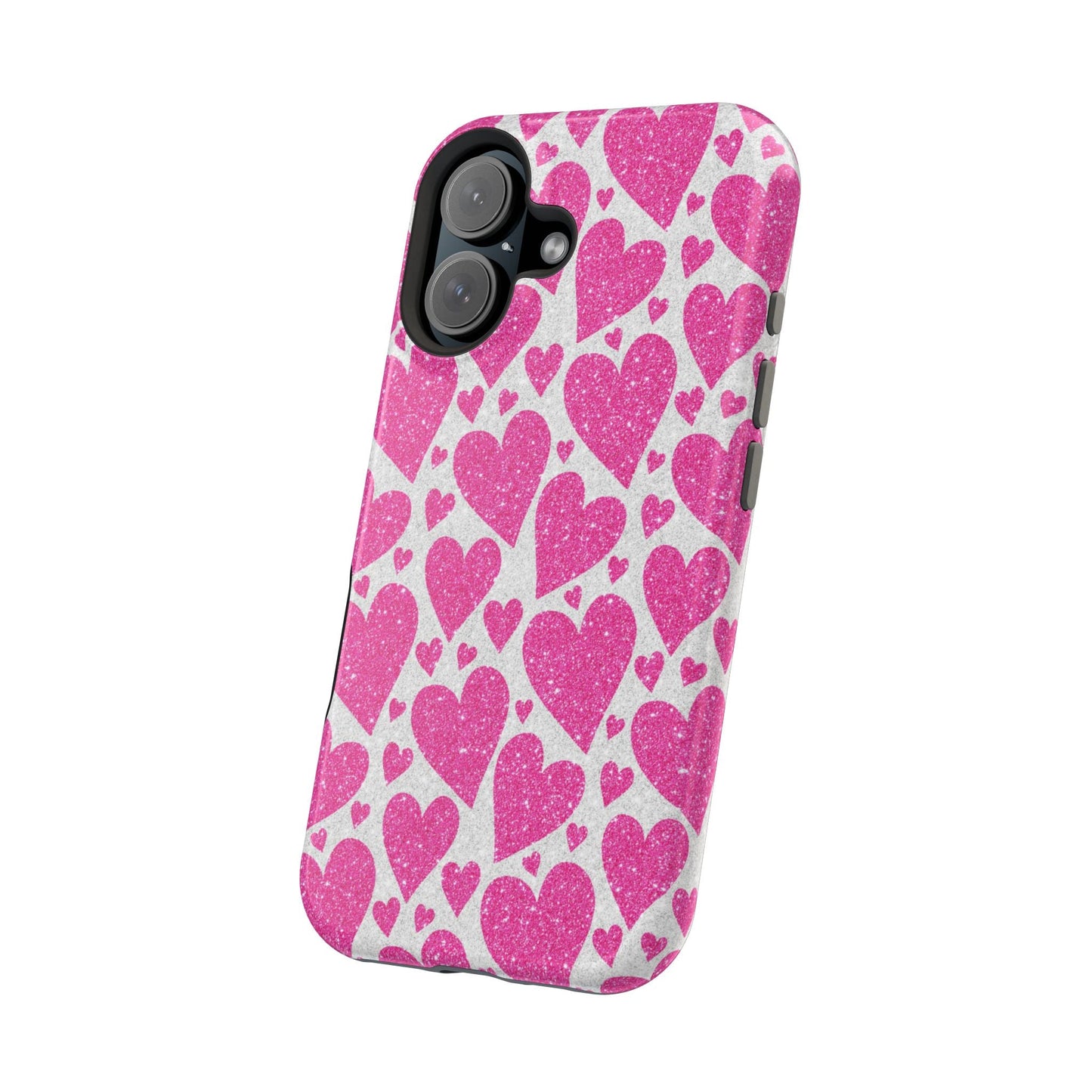 Pink Glitter Hearts Pattern MagSafe Case - BOGO Cases