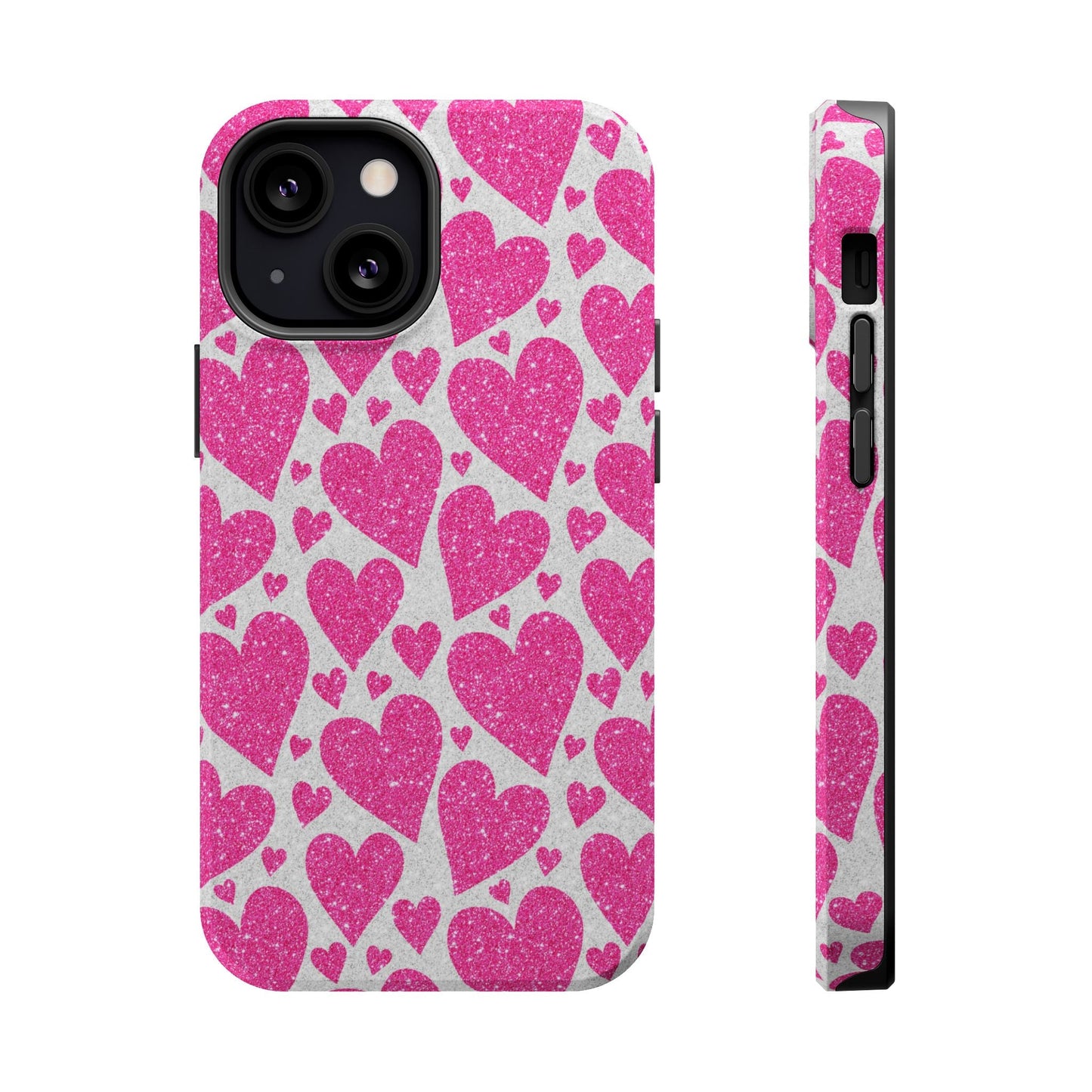 Pink Glitter Hearts Pattern MagSafe Case - BOGO Cases