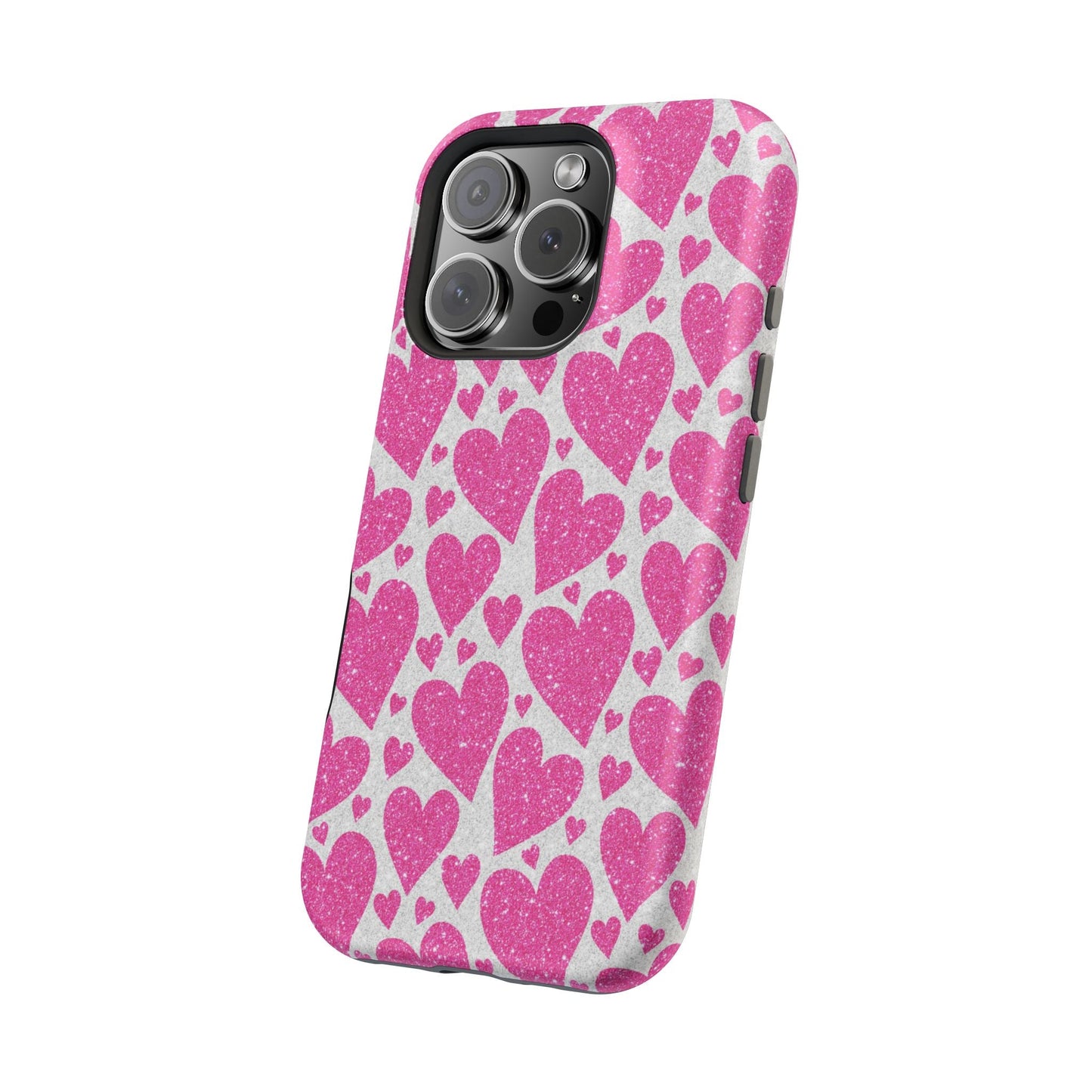 Pink Glitter Hearts Pattern MagSafe Case - BOGO Cases
