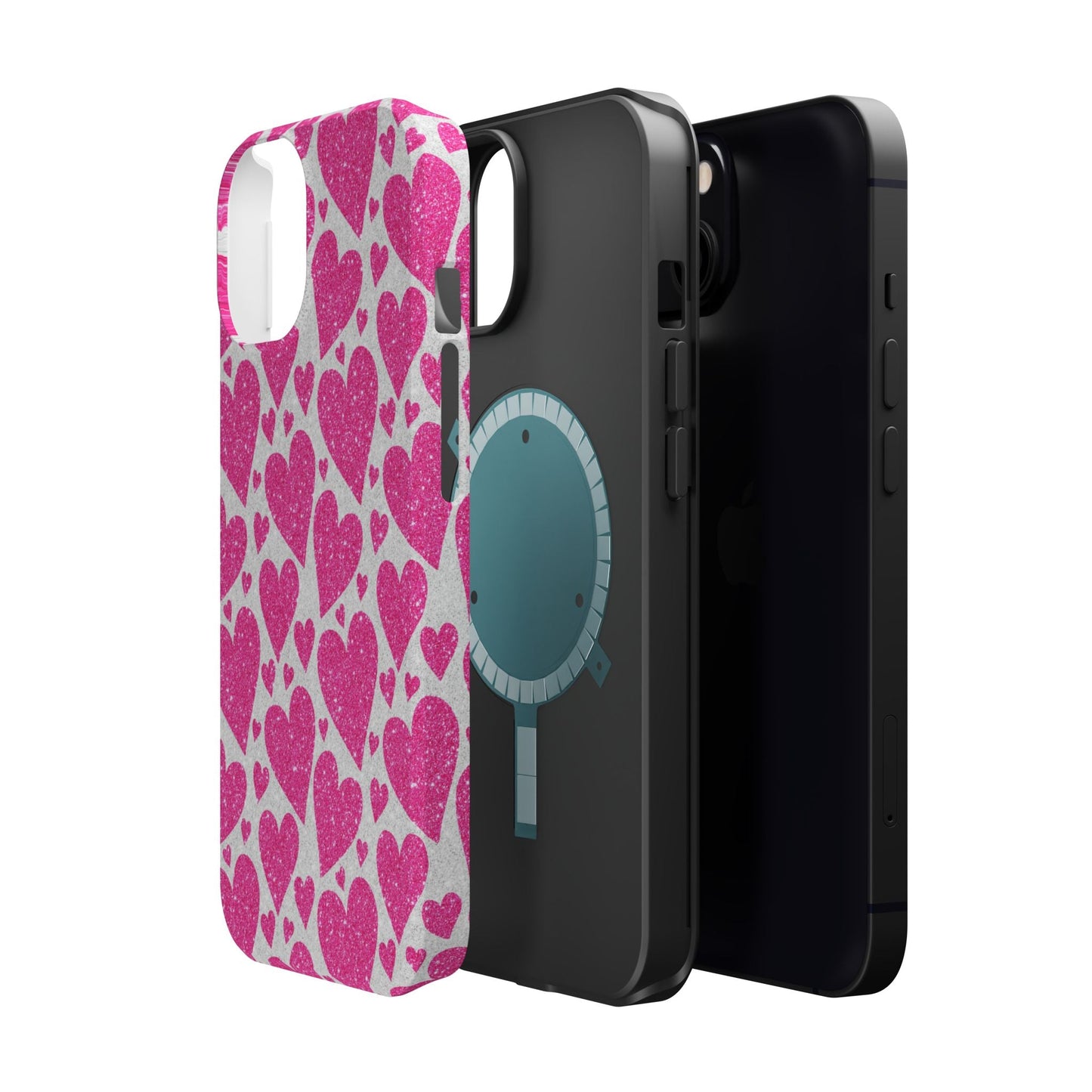 Pink Glitter Hearts Pattern MagSafe Case - BOGO Cases