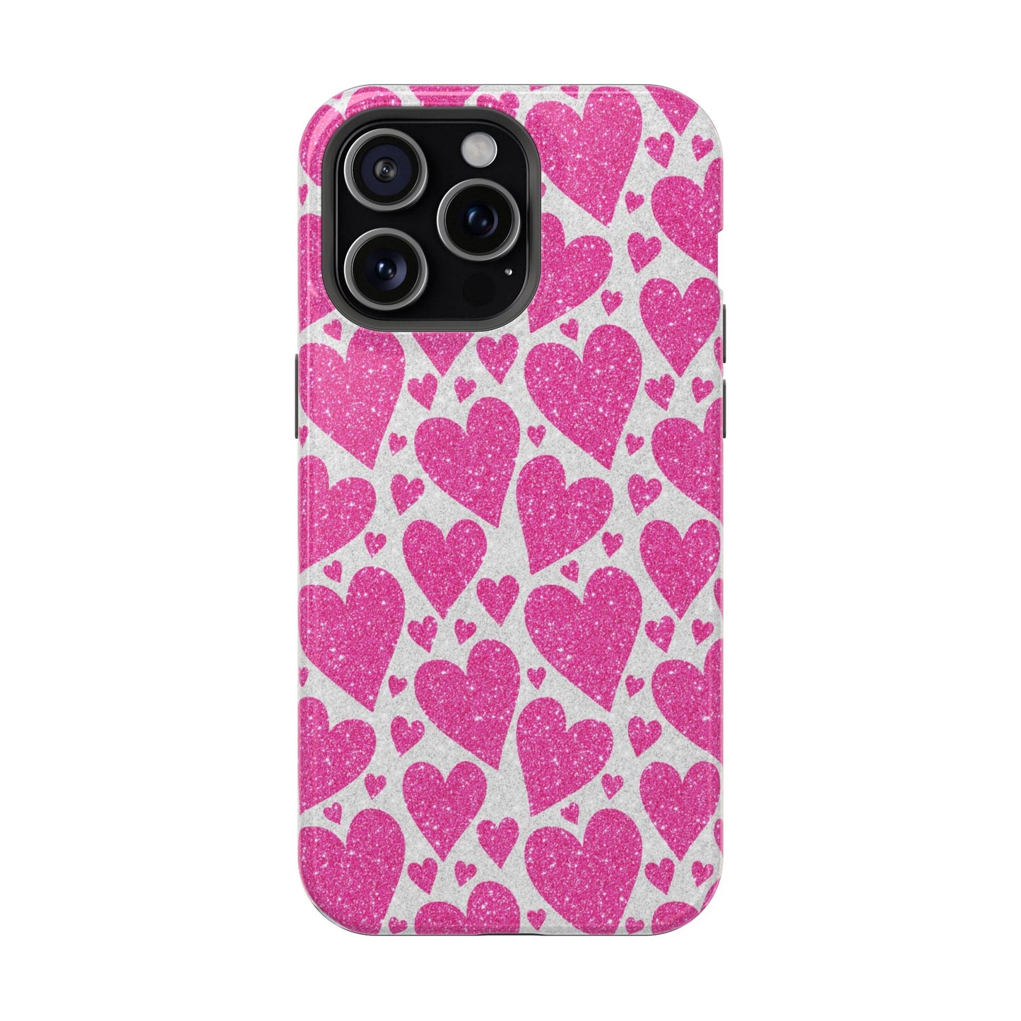 Pink Glitter Hearts Pattern MagSafe Case - BOGO Cases