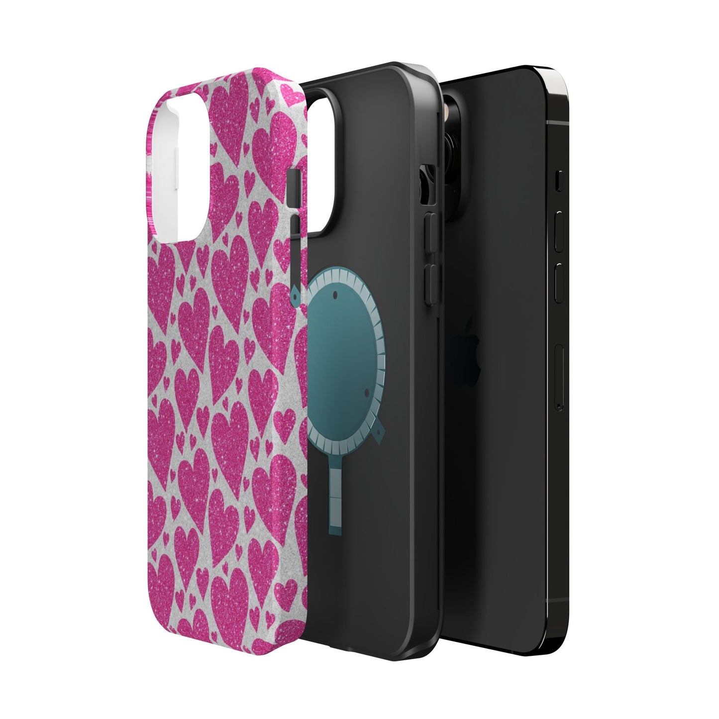 Pink Glitter Hearts Pattern MagSafe Case - BOGO Cases
