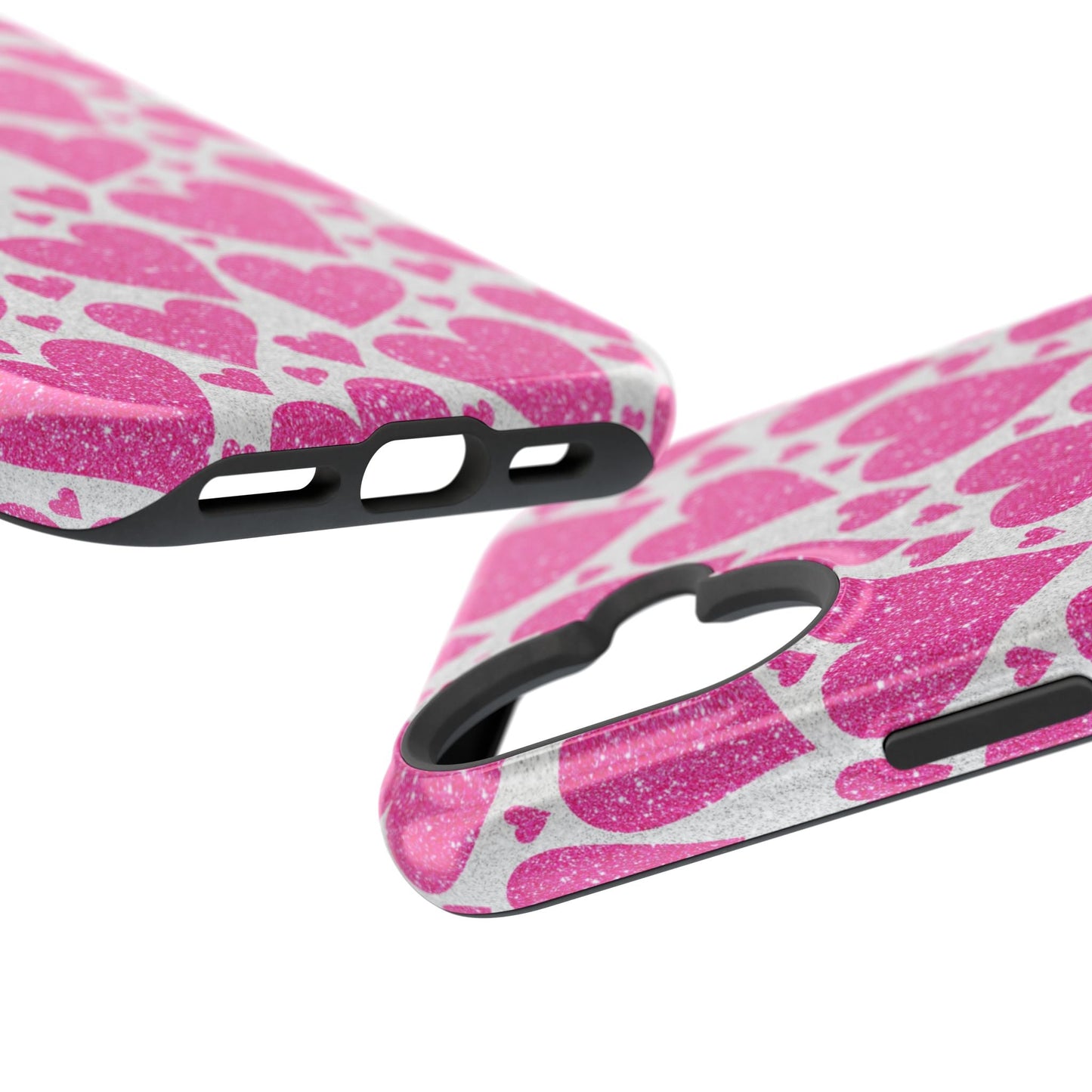 Pink Glitter Hearts Pattern MagSafe Case - BOGO Cases