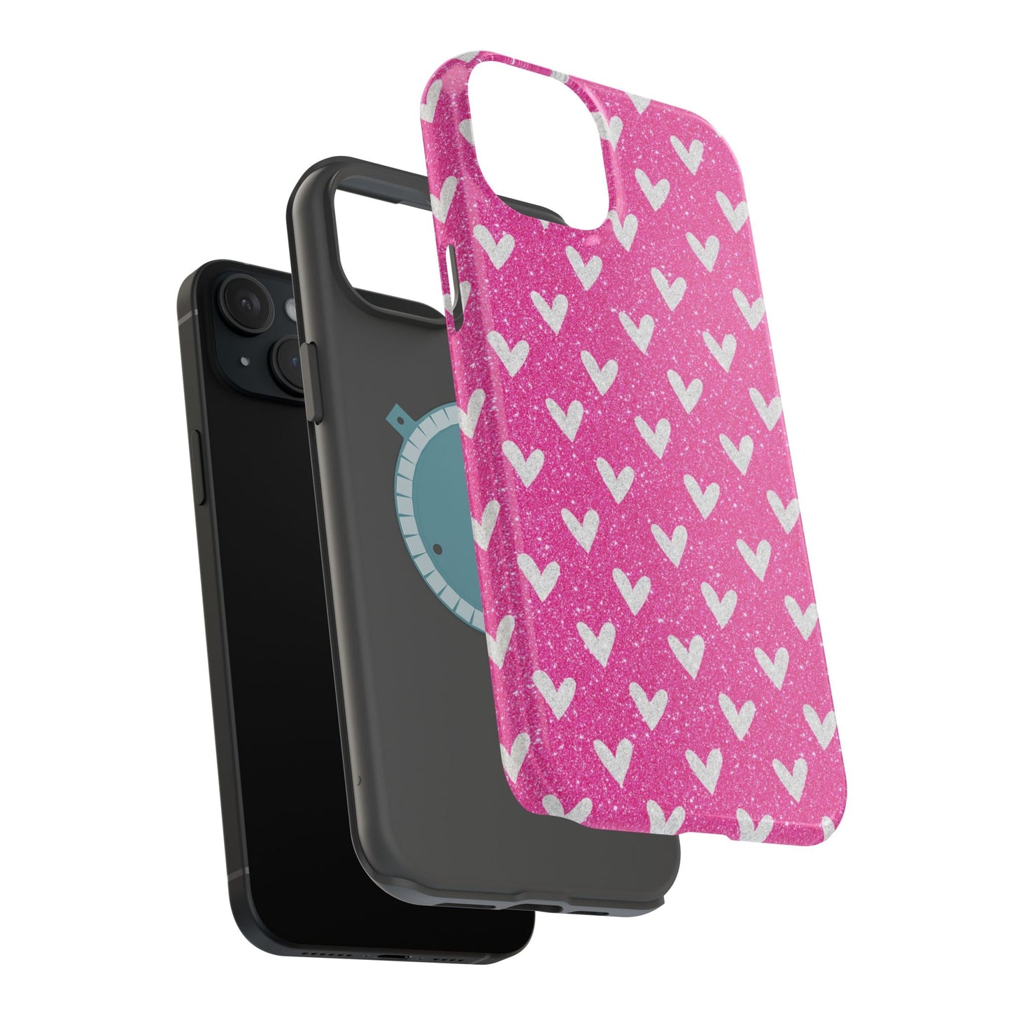 Pink Glitter Hearts Pattern – MagSafe iPhone Case - BOGO Cases