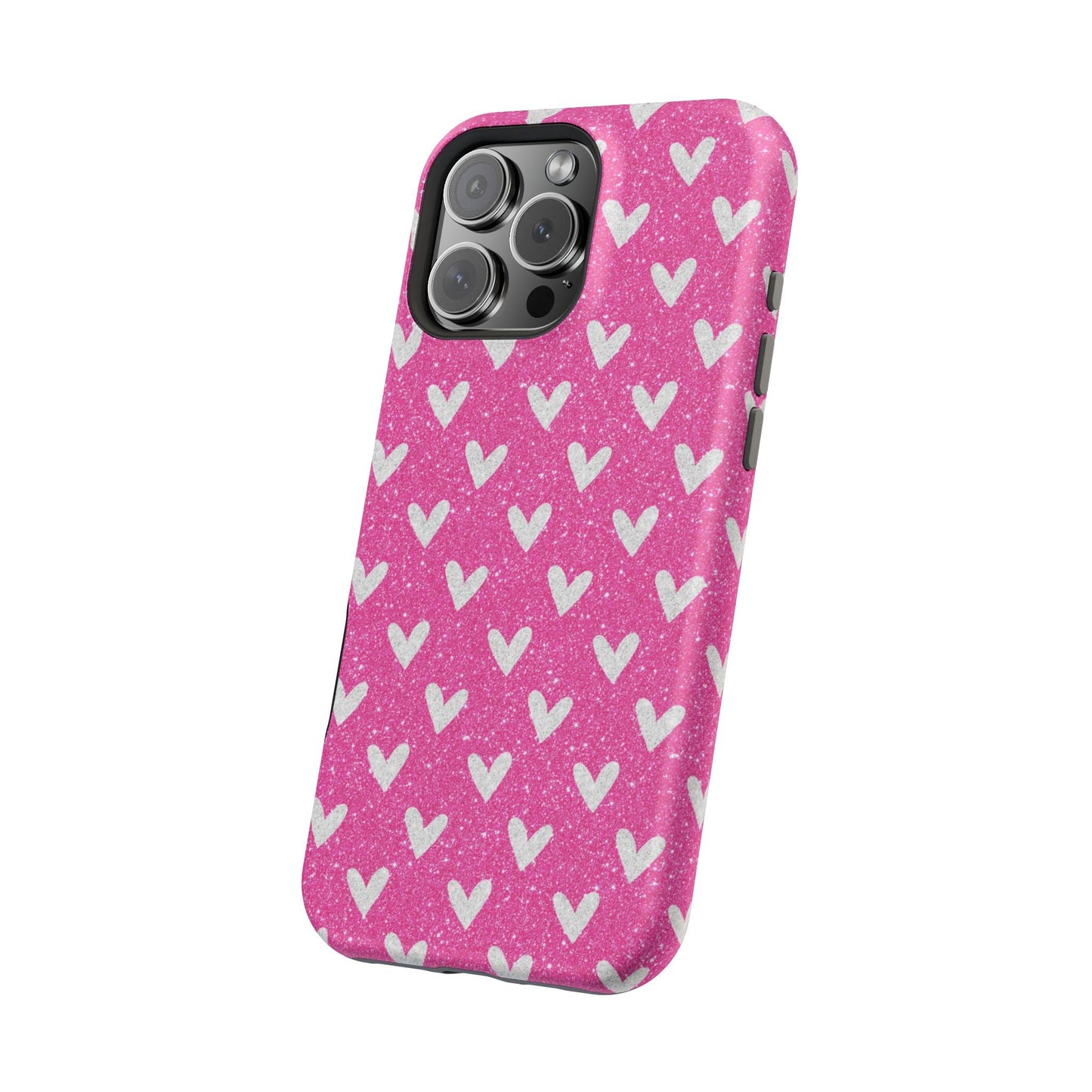 Pink Glitter Hearts Pattern – MagSafe iPhone Case - BOGO Cases
