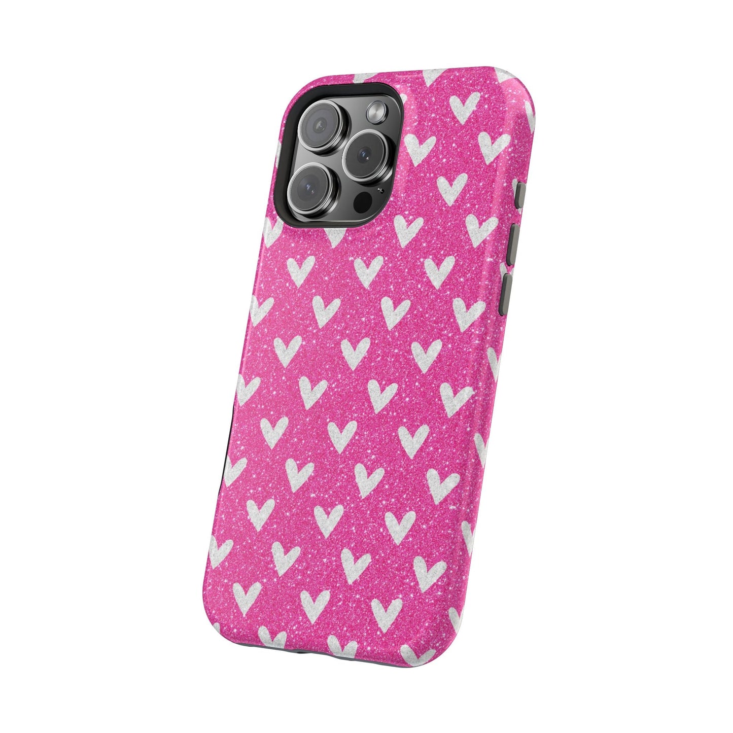 Pink Glitter Hearts Pattern – MagSafe iPhone Case - BOGO Cases