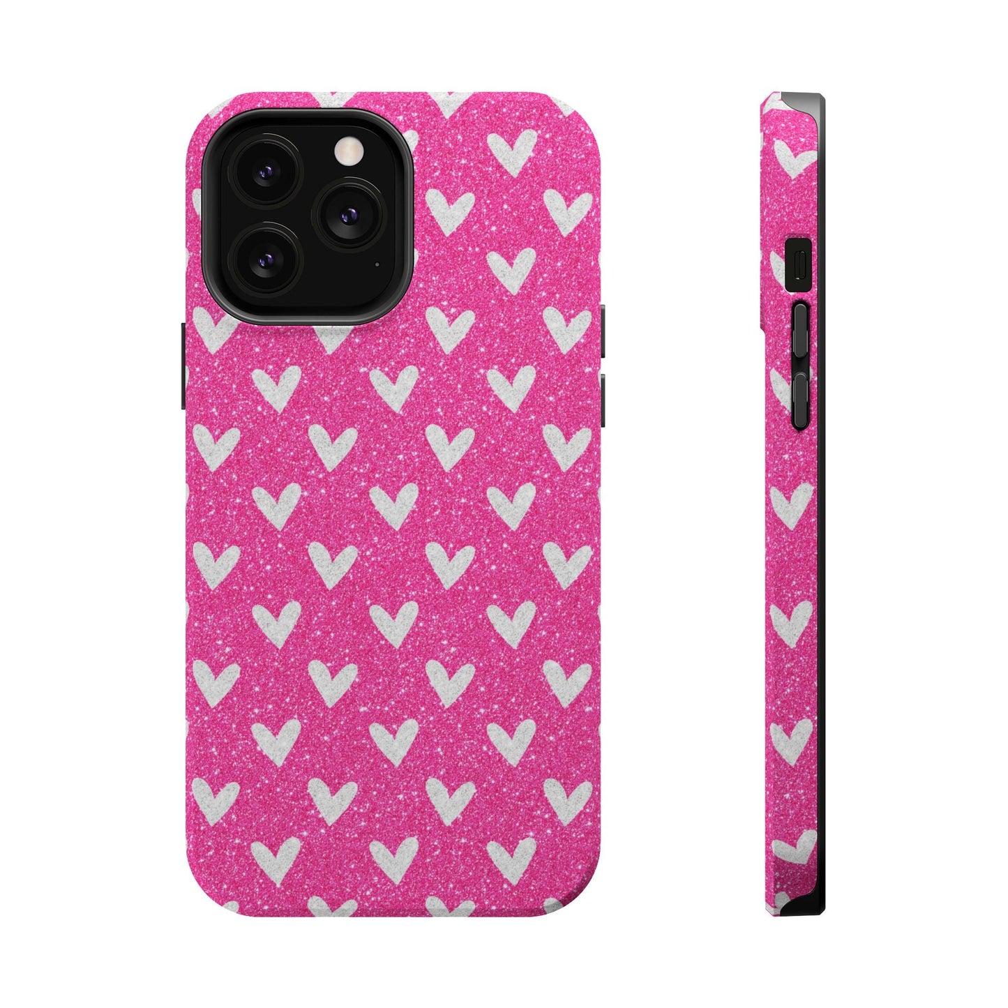 Pink Glitter Hearts Pattern – MagSafe iPhone Case - BOGO Cases