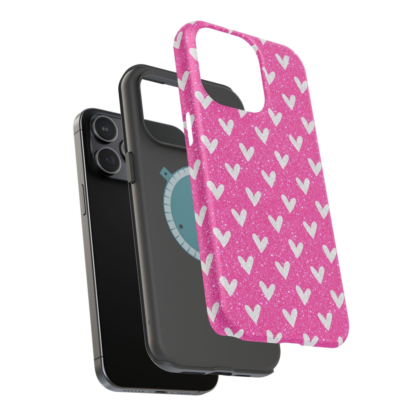 Pink Glitter Hearts Pattern – MagSafe iPhone Case - BOGO Cases