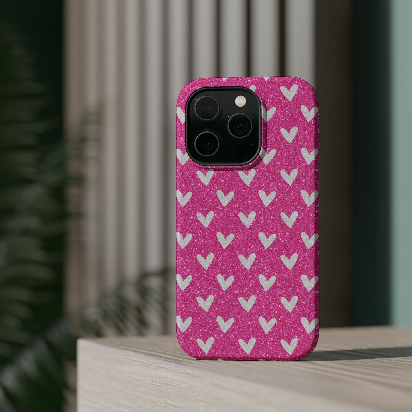 Pink Glitter Hearts Pattern – MagSafe iPhone Case - BOGO Cases