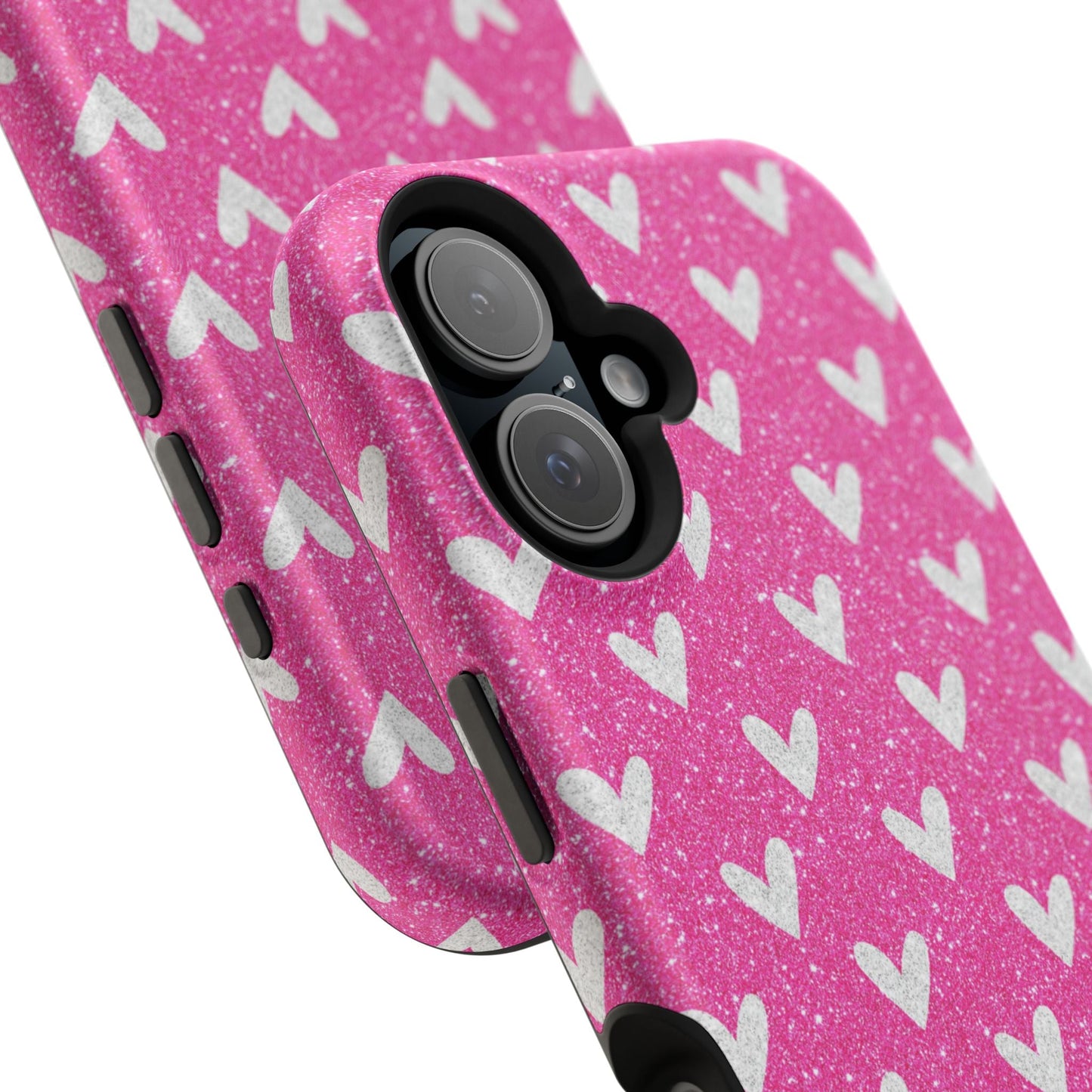 Pink Glitter Hearts Pattern – MagSafe iPhone Case - BOGO Cases