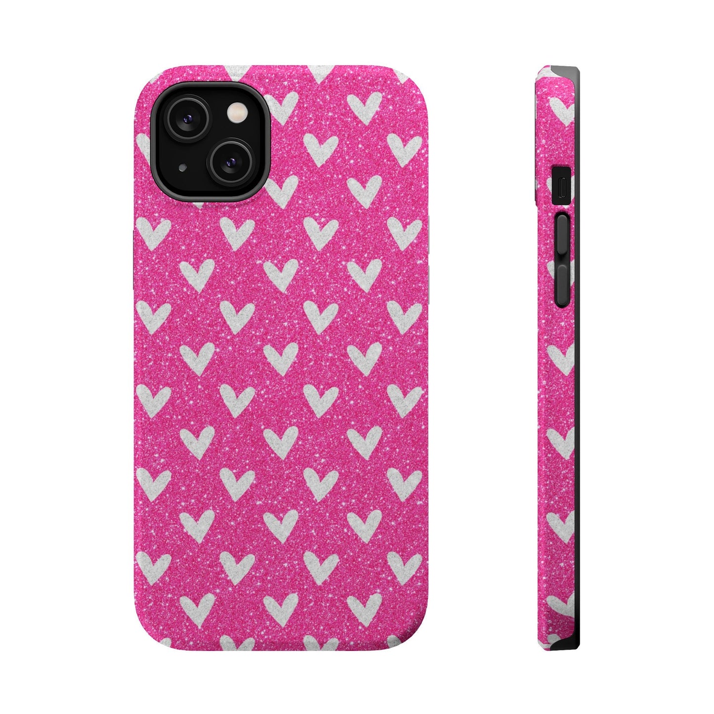 Pink Glitter Hearts Pattern – MagSafe iPhone Case - BOGO Cases