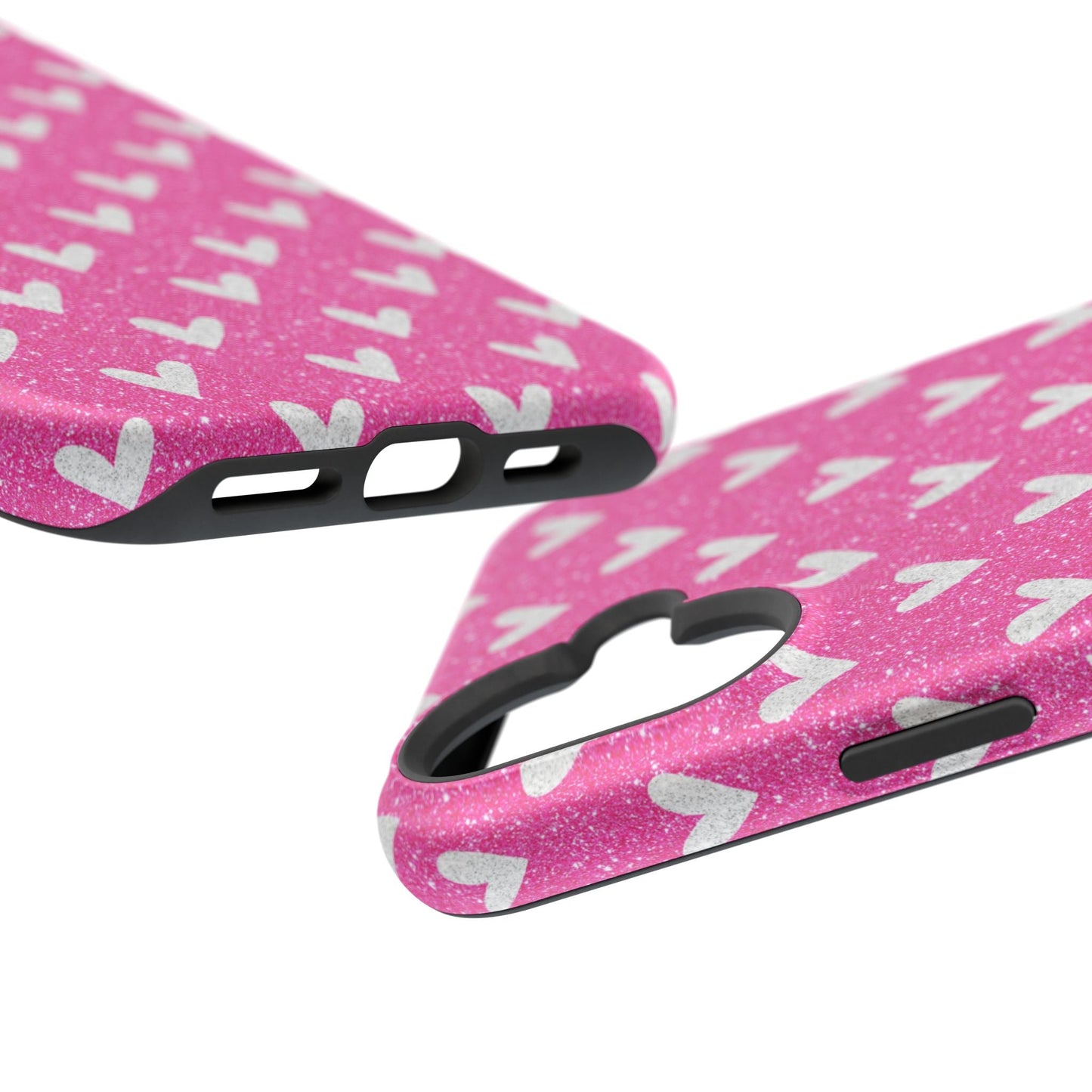 Pink Glitter Hearts Pattern – MagSafe iPhone Case - BOGO Cases