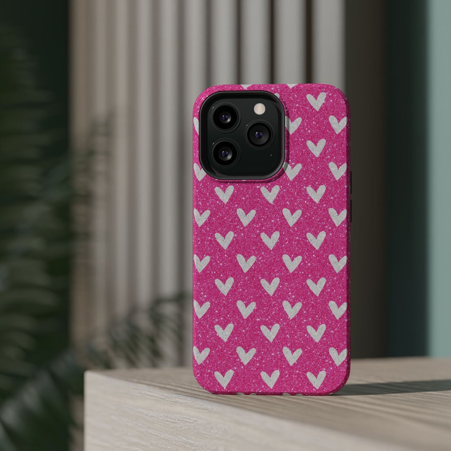 Pink Glitter Hearts Pattern – MagSafe iPhone Case - BOGO Cases